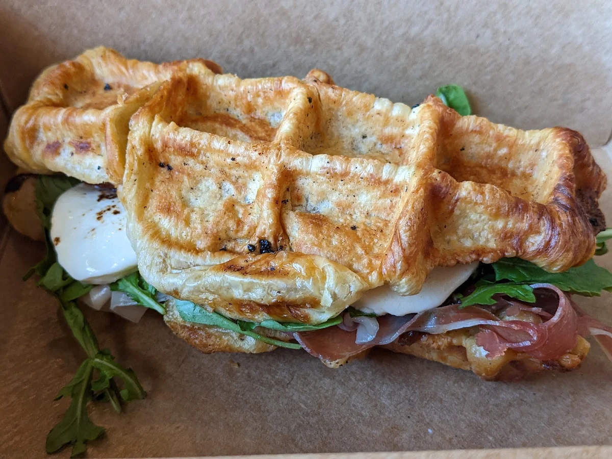 Basil Tomato Mozzarella Croffle Sandwich