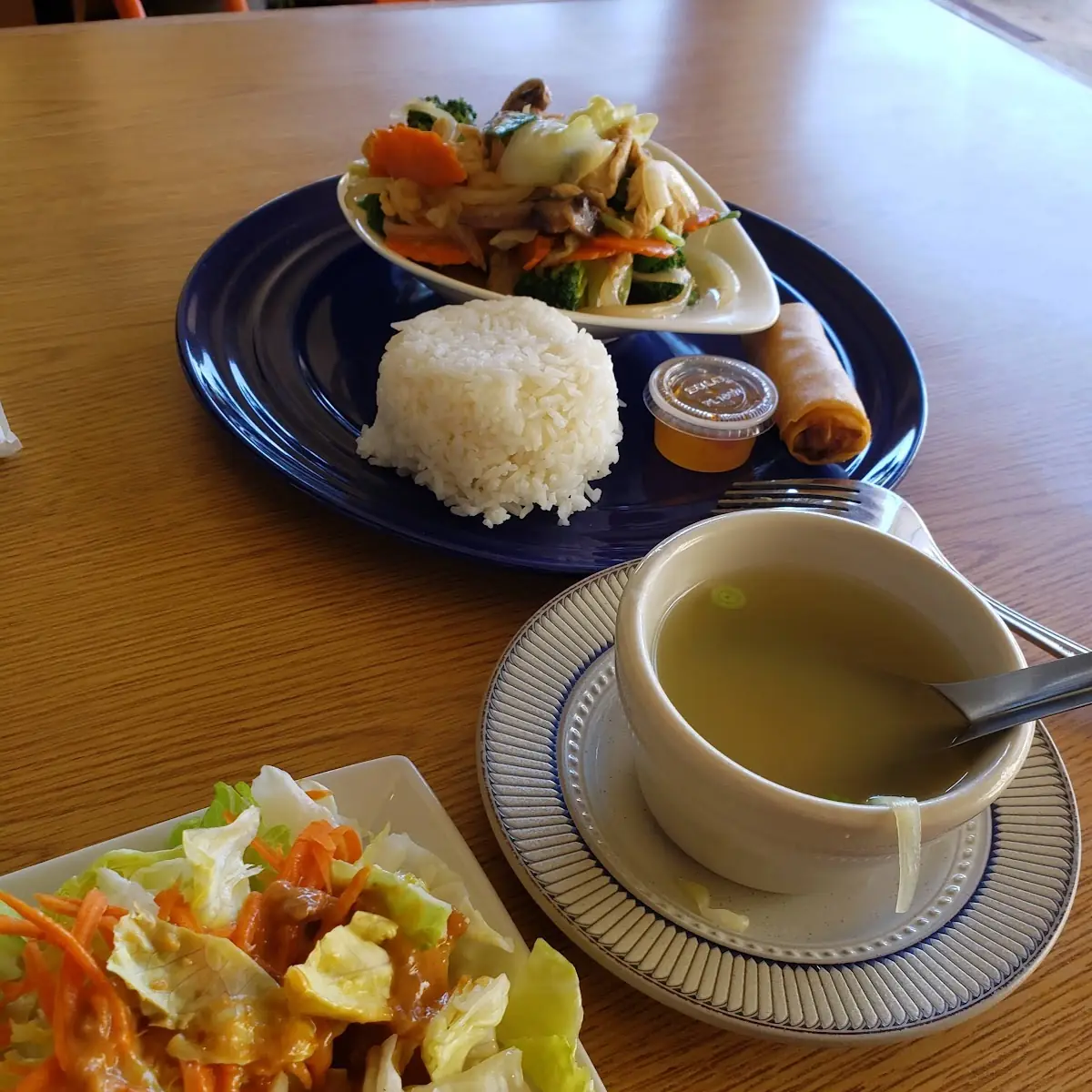 Side Salad and Egg Roll