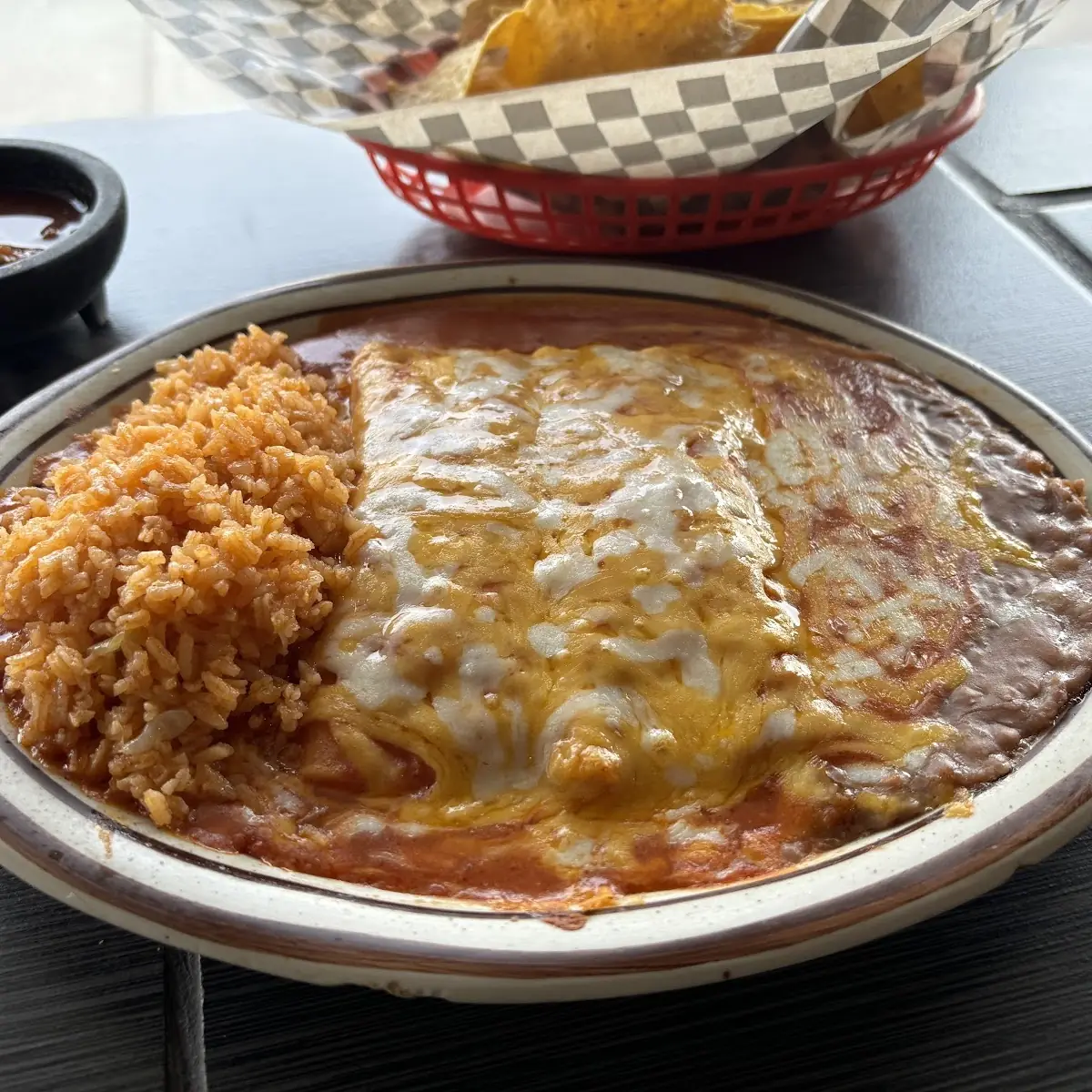 Enchilada Rice and Refried Beans