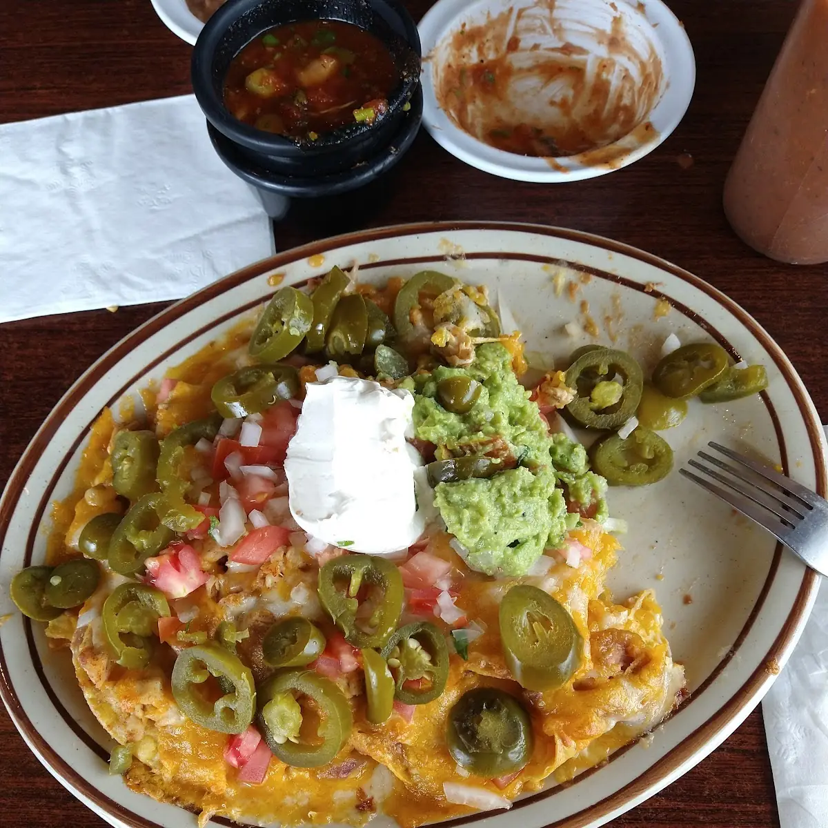 Large Chicken Nachos with Extra Jalapenos