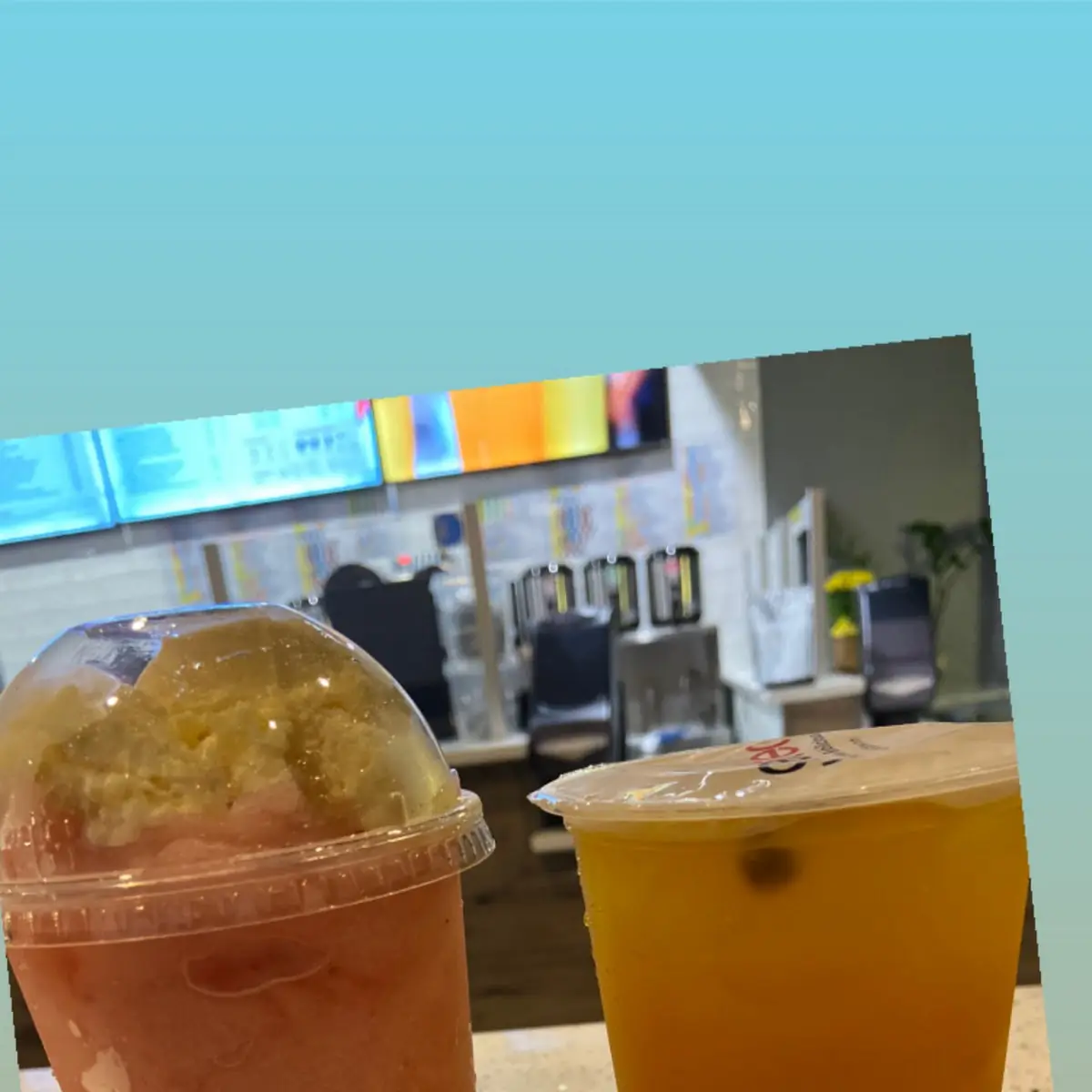Peach Tea Ice Blended with Lychee Jelly