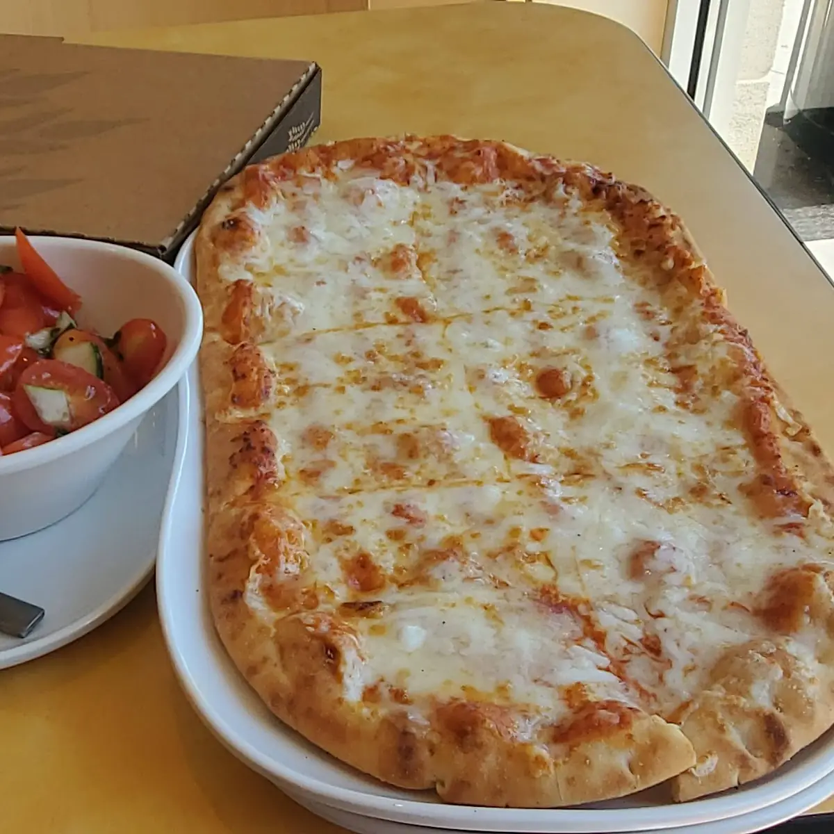 Plain Flatbread Pizza and Cucumber Salad