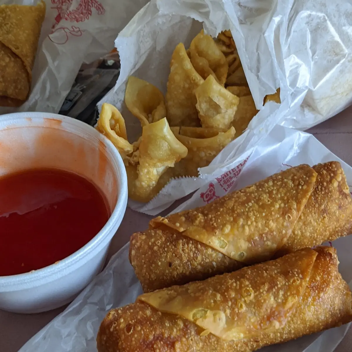 Shrimp Egg Rolls and Crab Rangoon