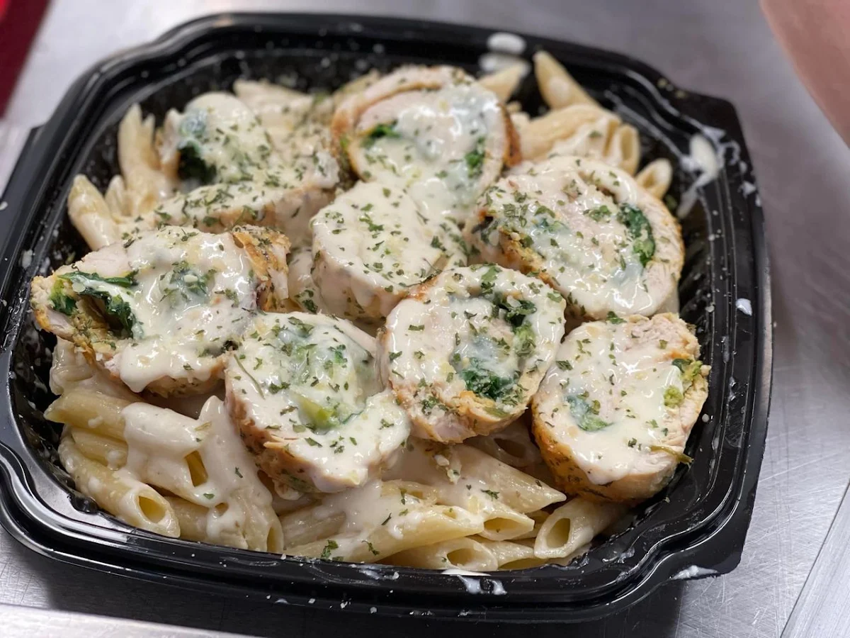 Fried Chicken Parm Over Baked Ziti