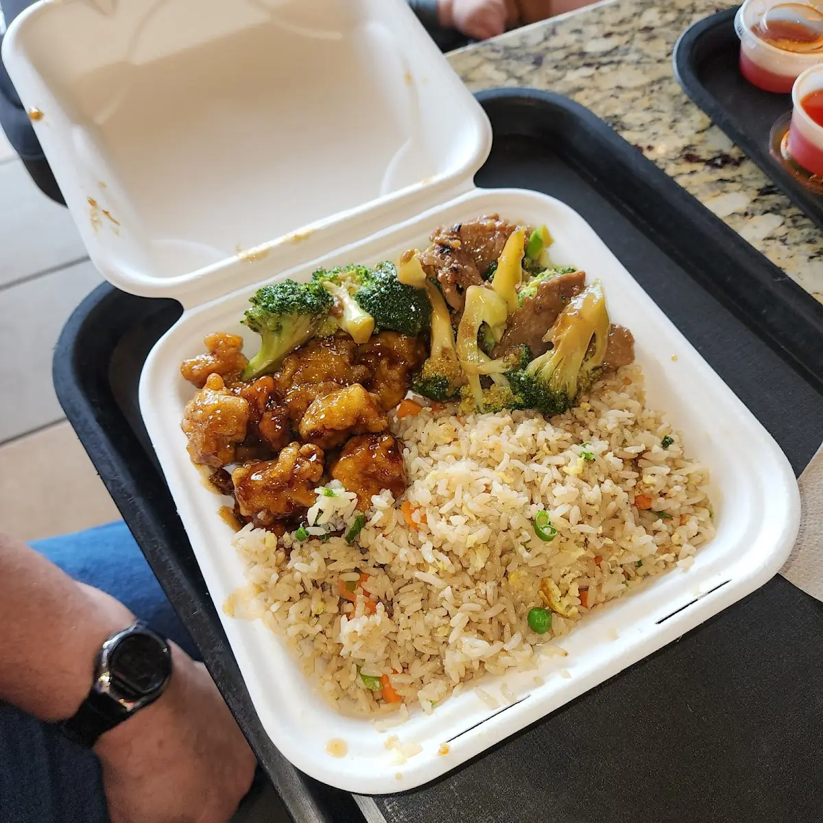 Orange Chicken Fried Rice and Beef Broccoli