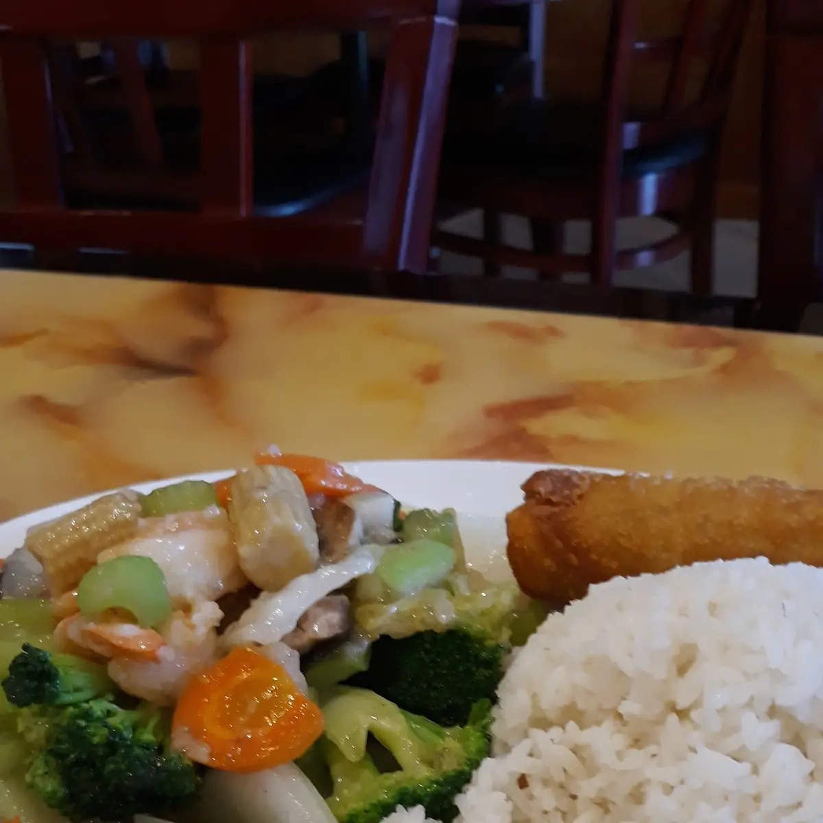 White Rice with Shrimp and Veggie Mix