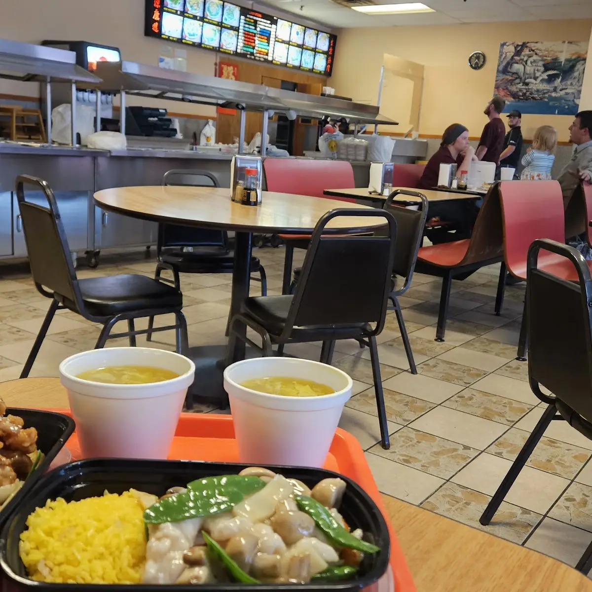 Egg Drop Soup & Chicken w Fried Rice Broccoli