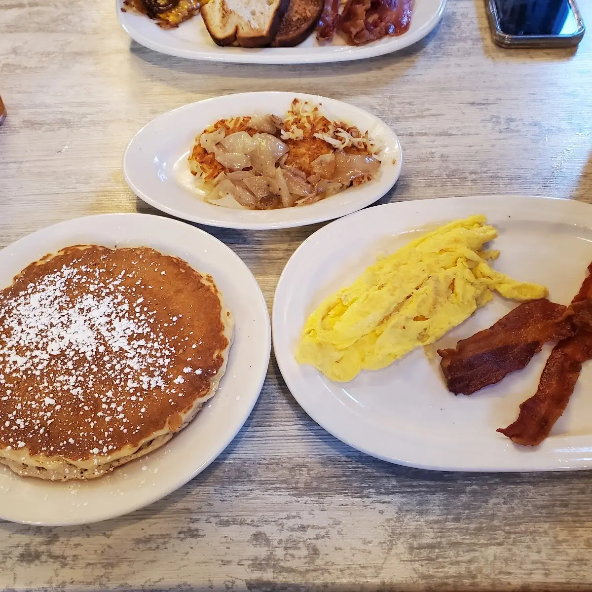 Bacon Eggs Pancakes Hash Browns