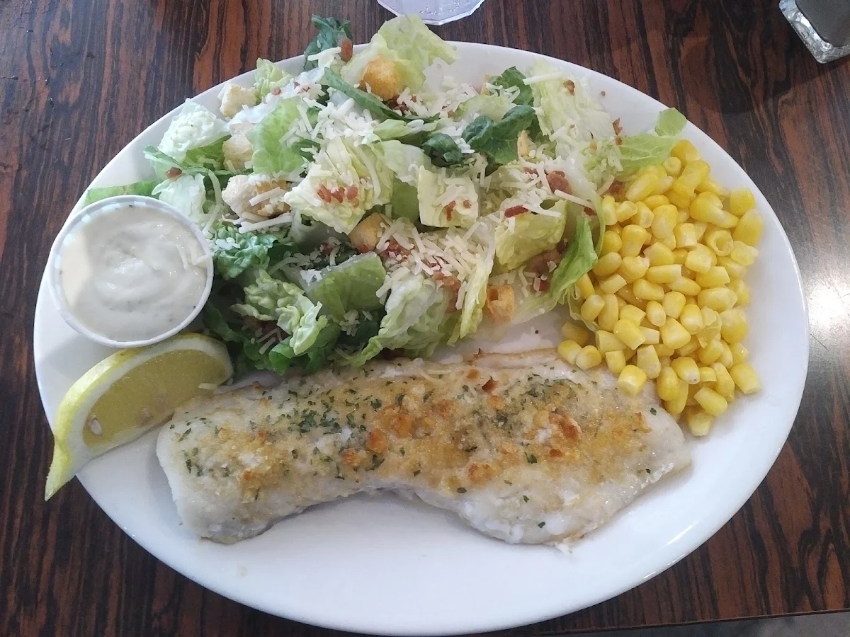 Baked Haddock and Caesar Salad, Midtown-Boomers Tavern & Lounge