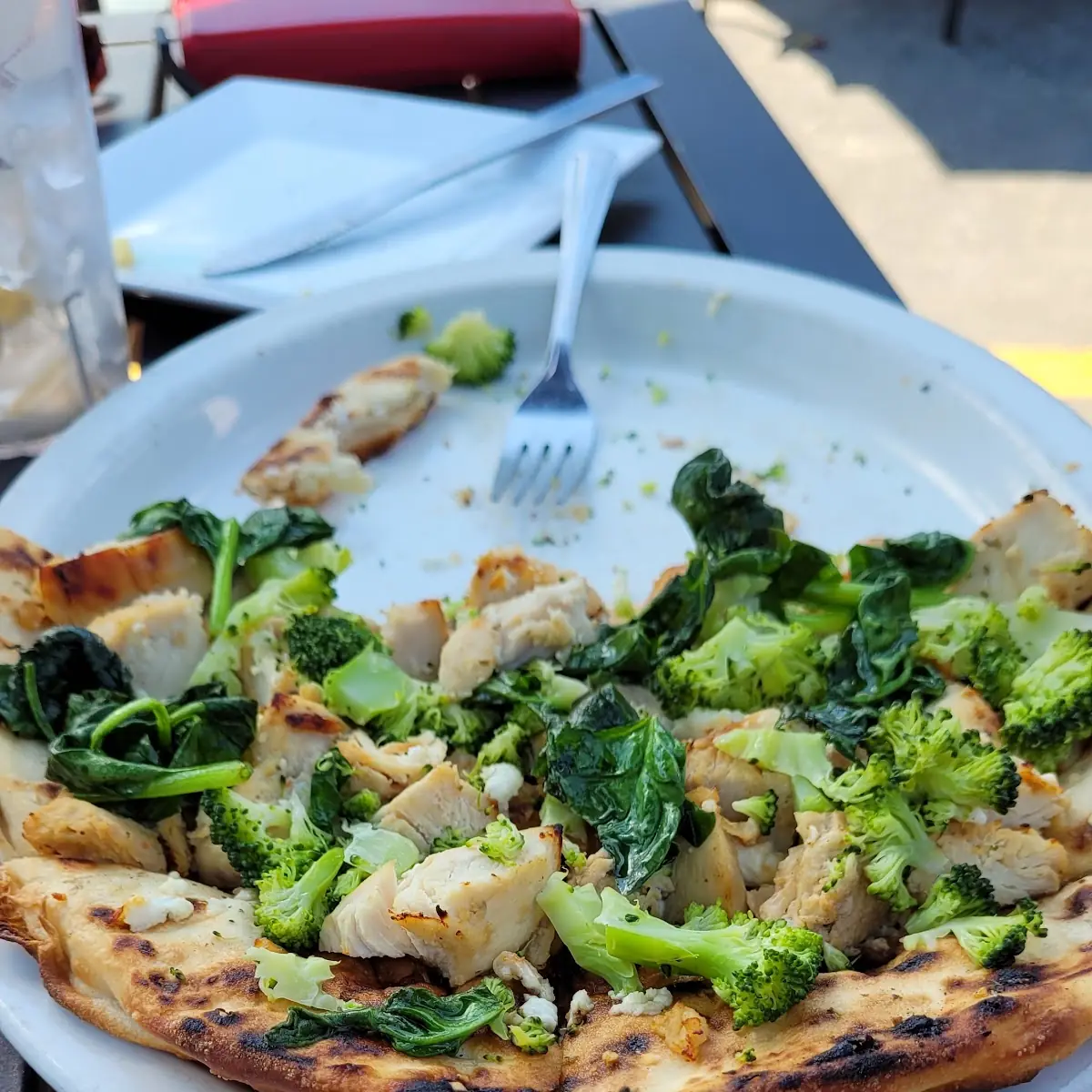 Flatbread Pizza w Chicken Broccoli & Feta