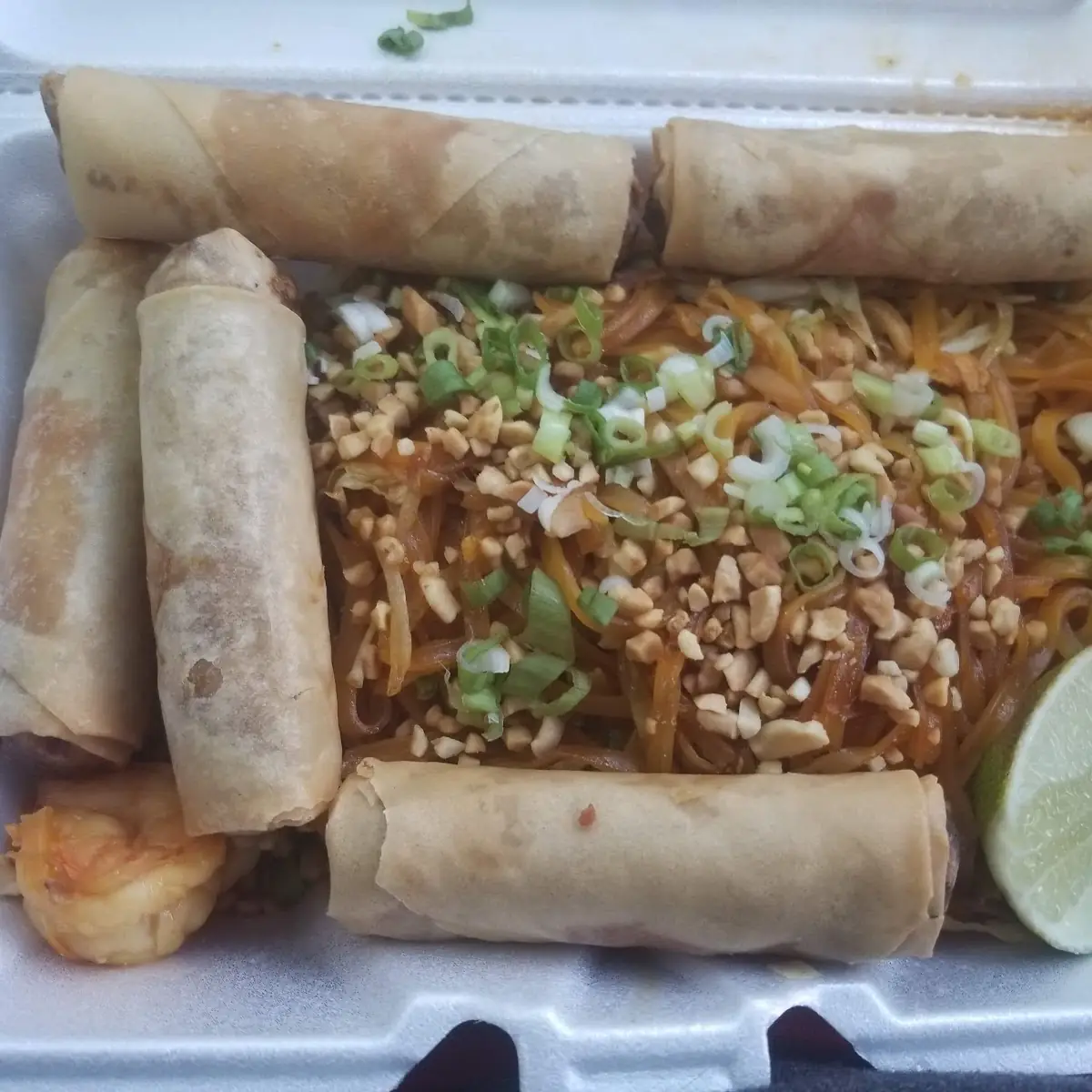 Medium Shrimp Pad Thai with Egg Rolls