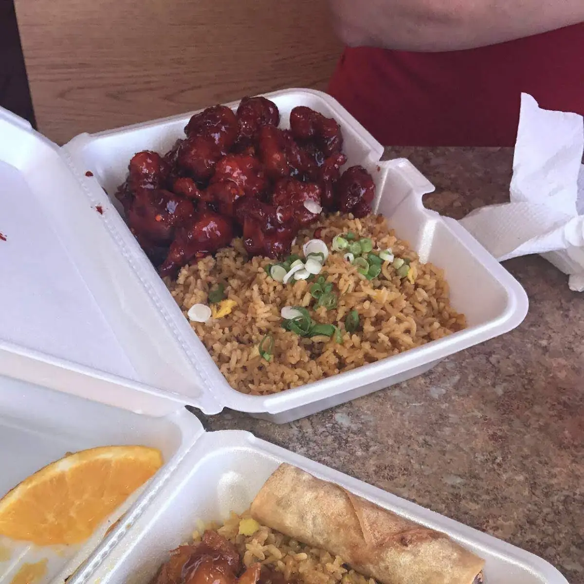 Orange Chicken w Rice and Eggroll