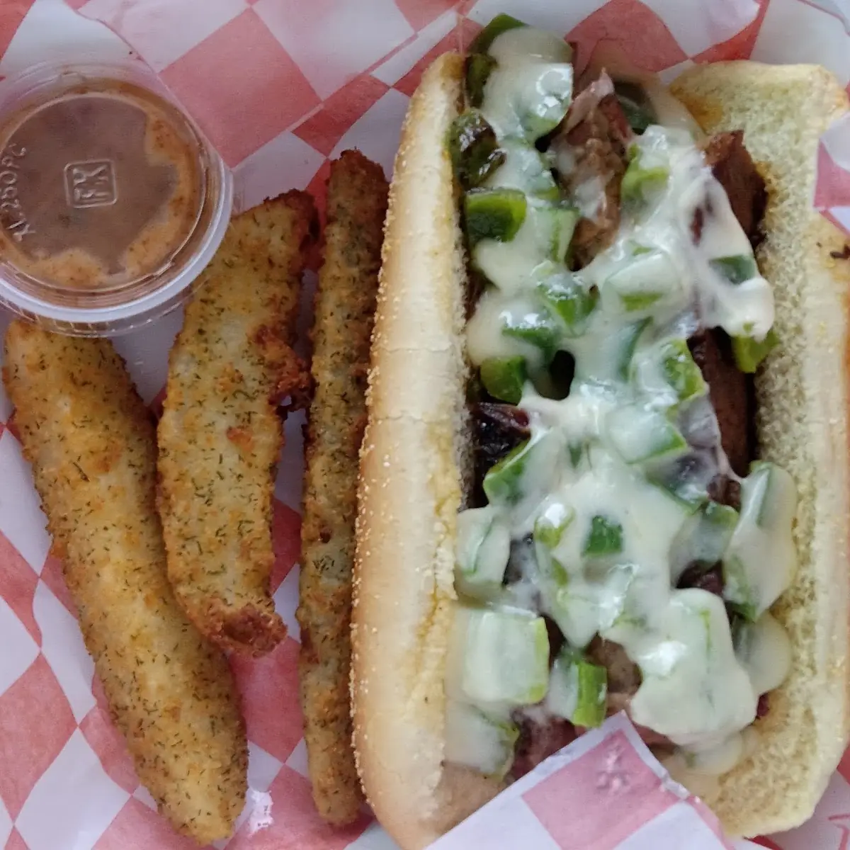 Brisket Philly and Fried Pickles