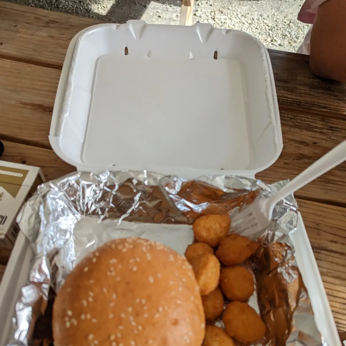 Brisket Sandwich and Corn Nuggets