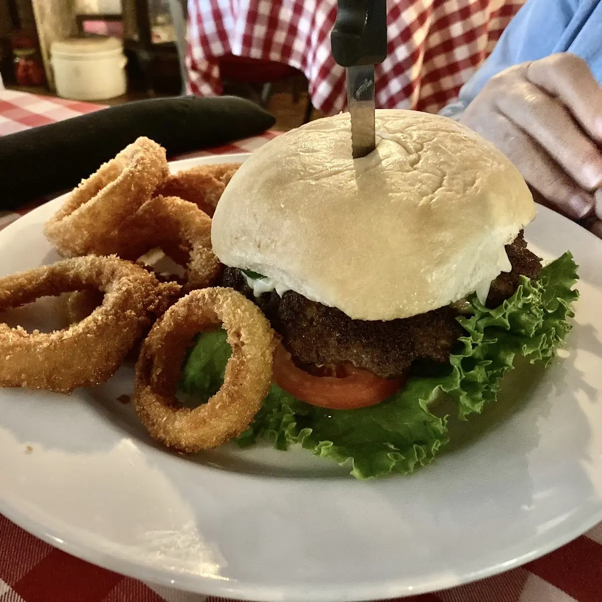 Hamburger and Onion Rings