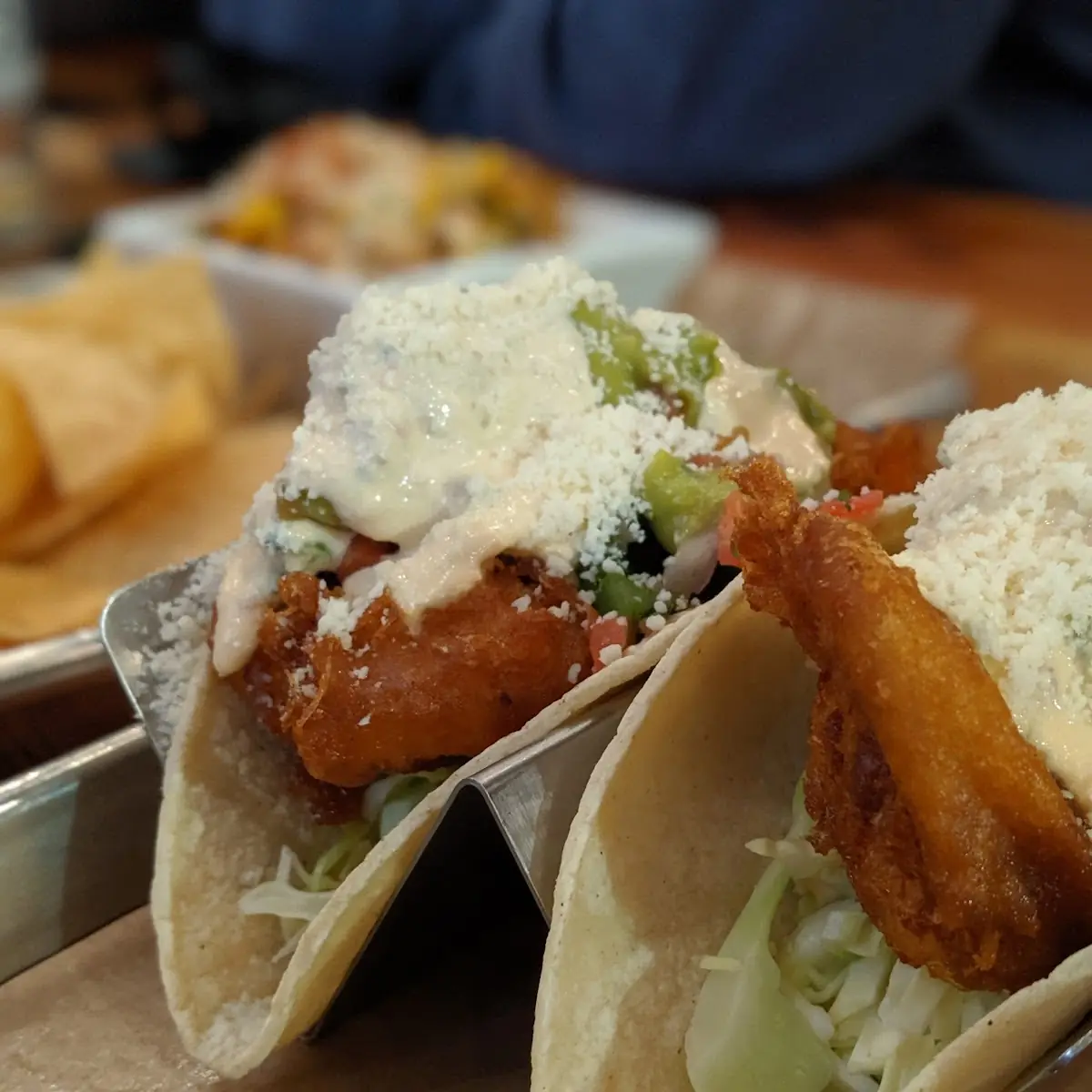 Fish Tacos Beer Battered and Perfectly Fried Cod with Crema and Guac