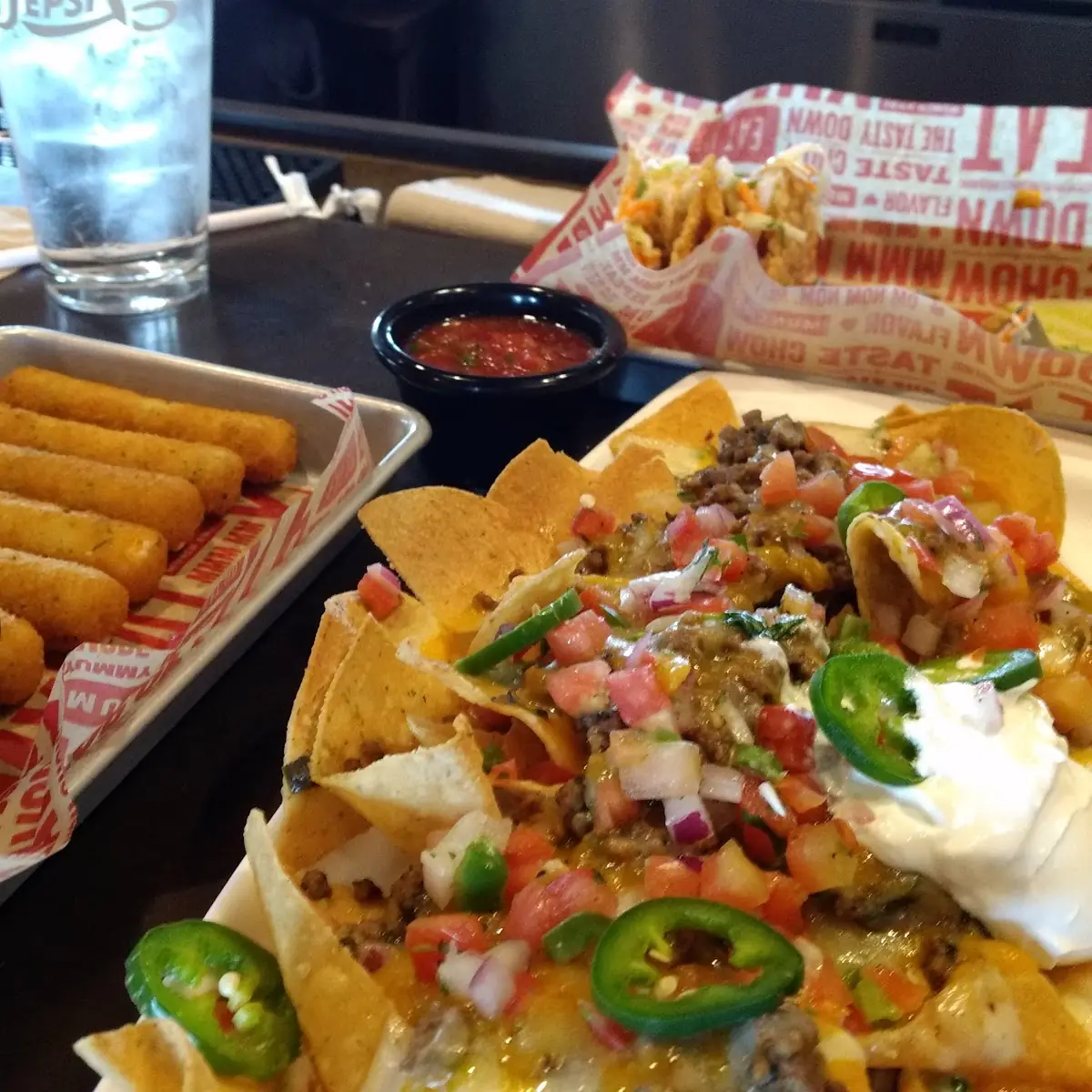 Cheese Sticks Wonton Tacos Nachos