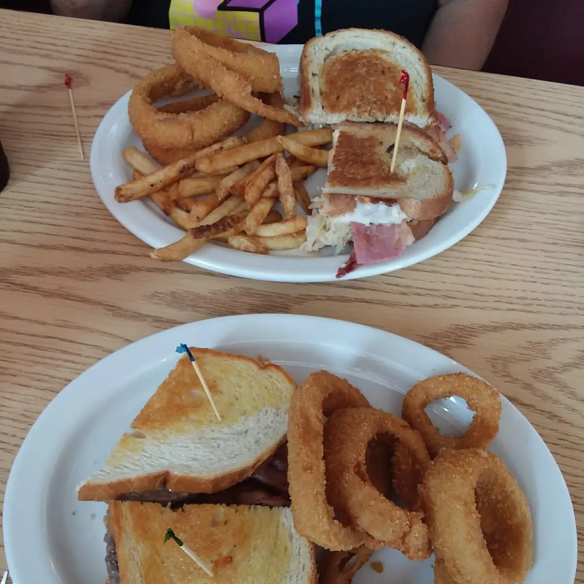 Top Is Rueben Sandwich Bottom Cheeder Cheese Bacon Burger Melt