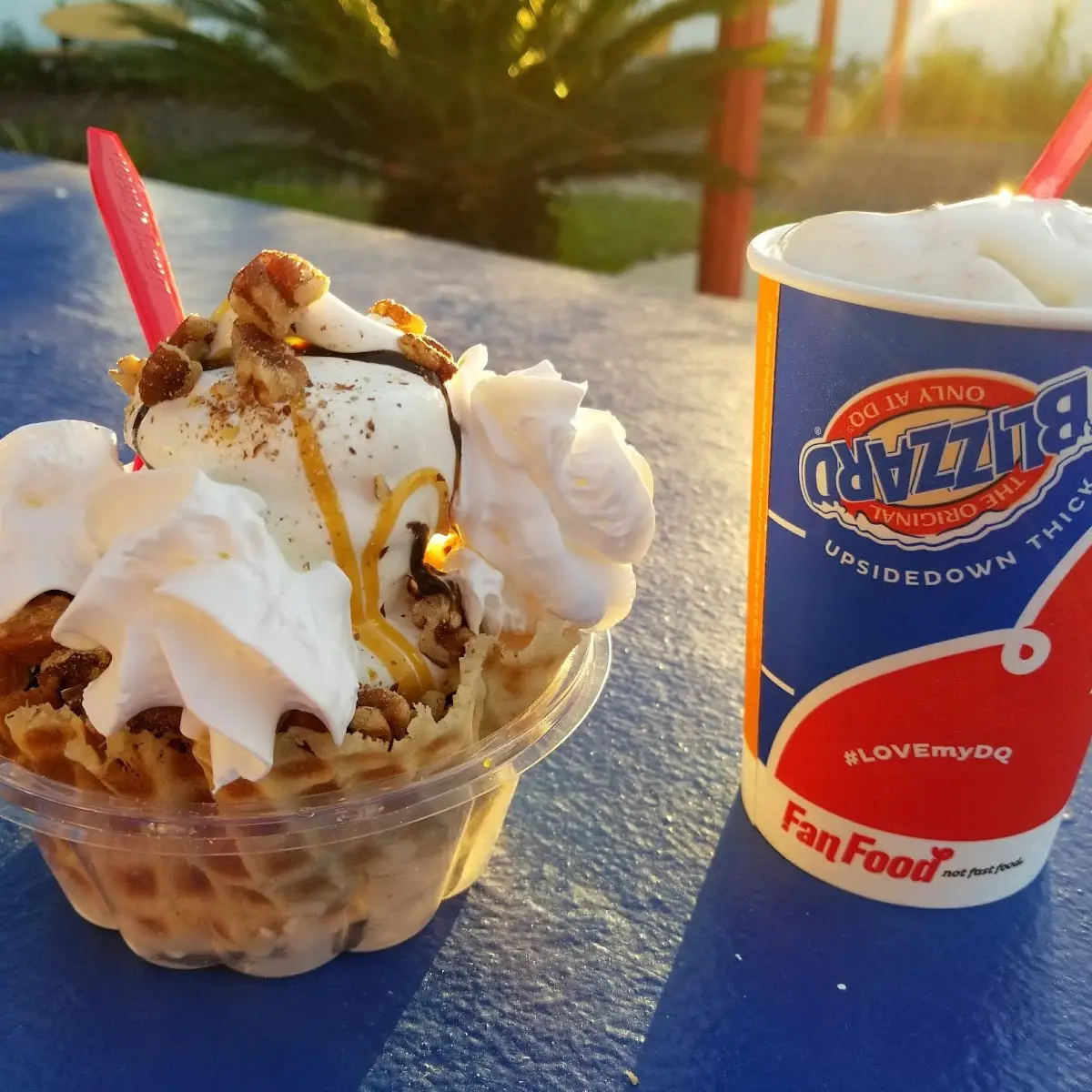 Waffle Cone Sundae and Blizzrd