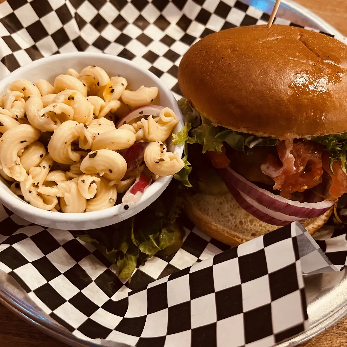 Make Your Own Burger and Pasta Salad