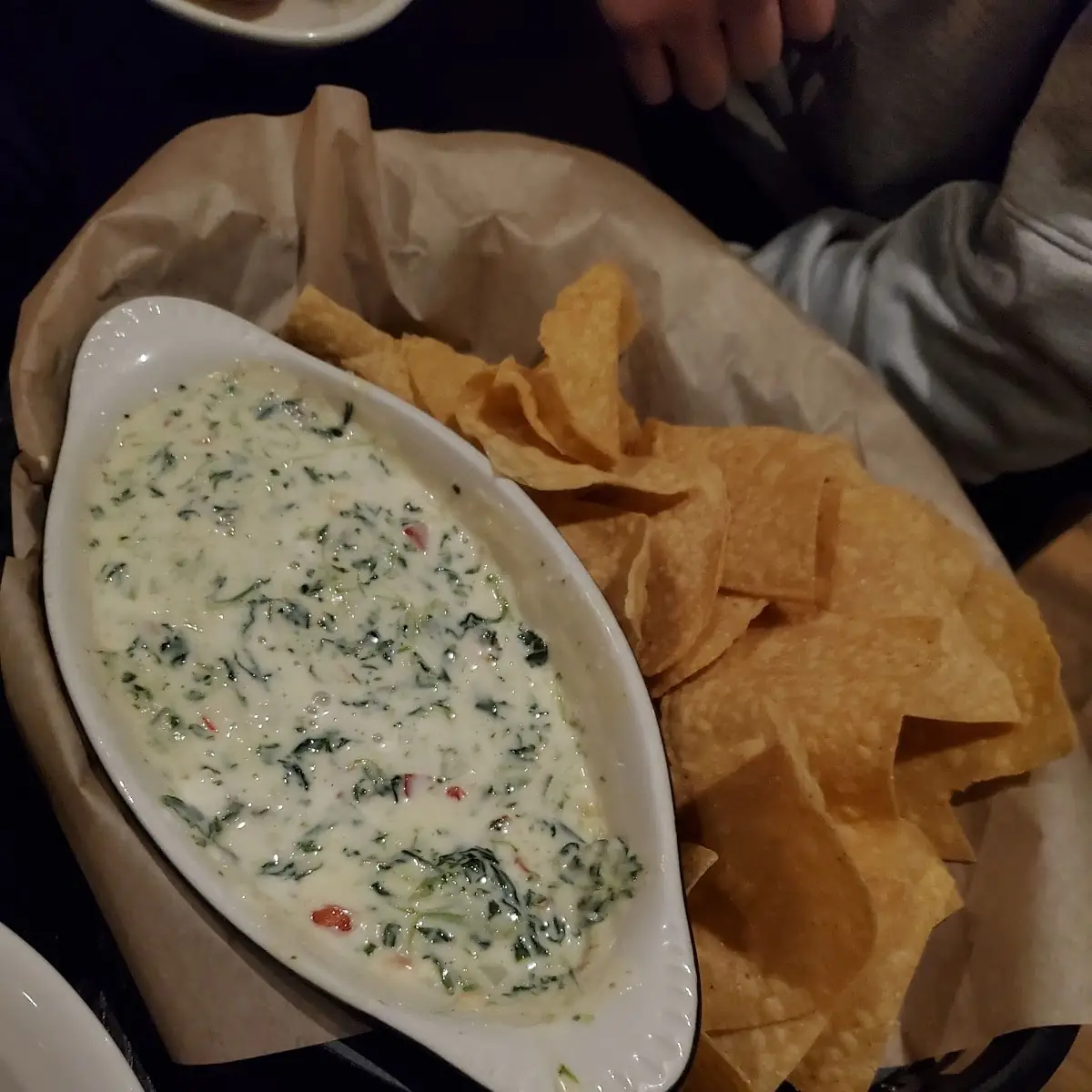 Spinach Queso with Tortilla Chips