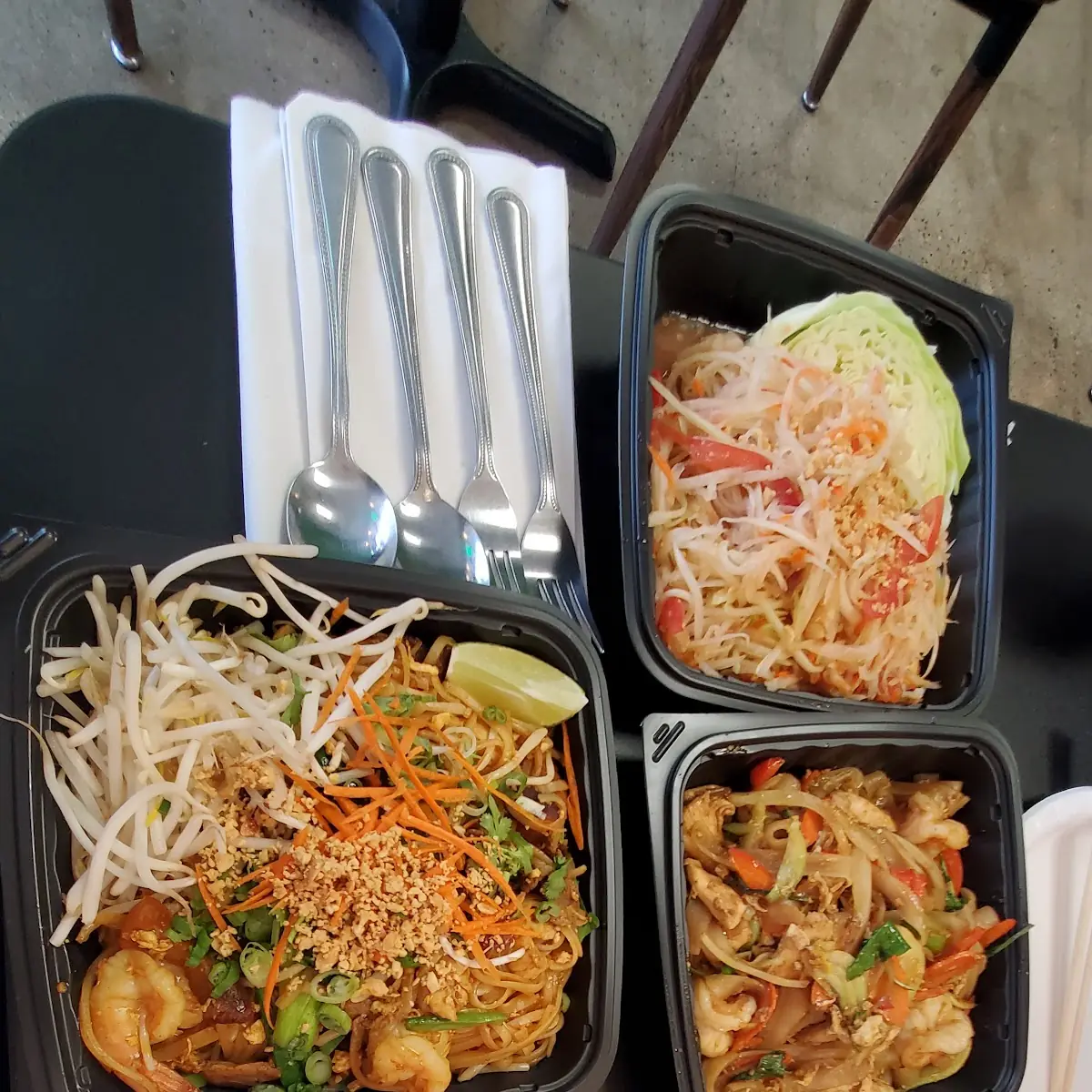Wings Pad Thai Combo Drunken Noodle Combo Papaya Salad