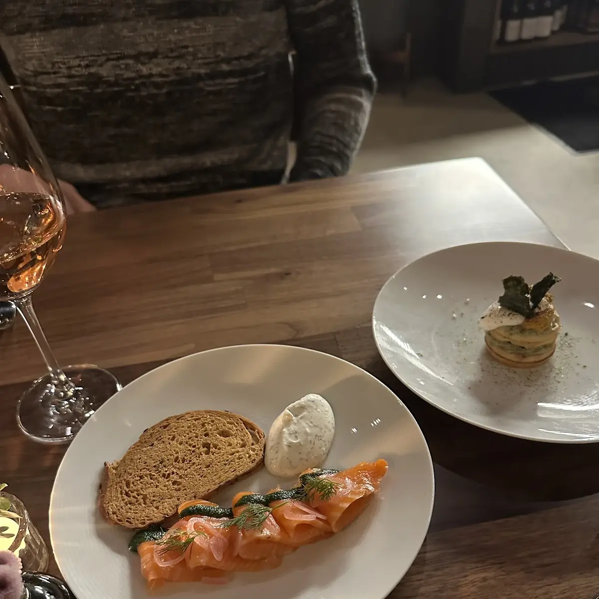 Whiskey Smoked Salmon and Uni Waffle
