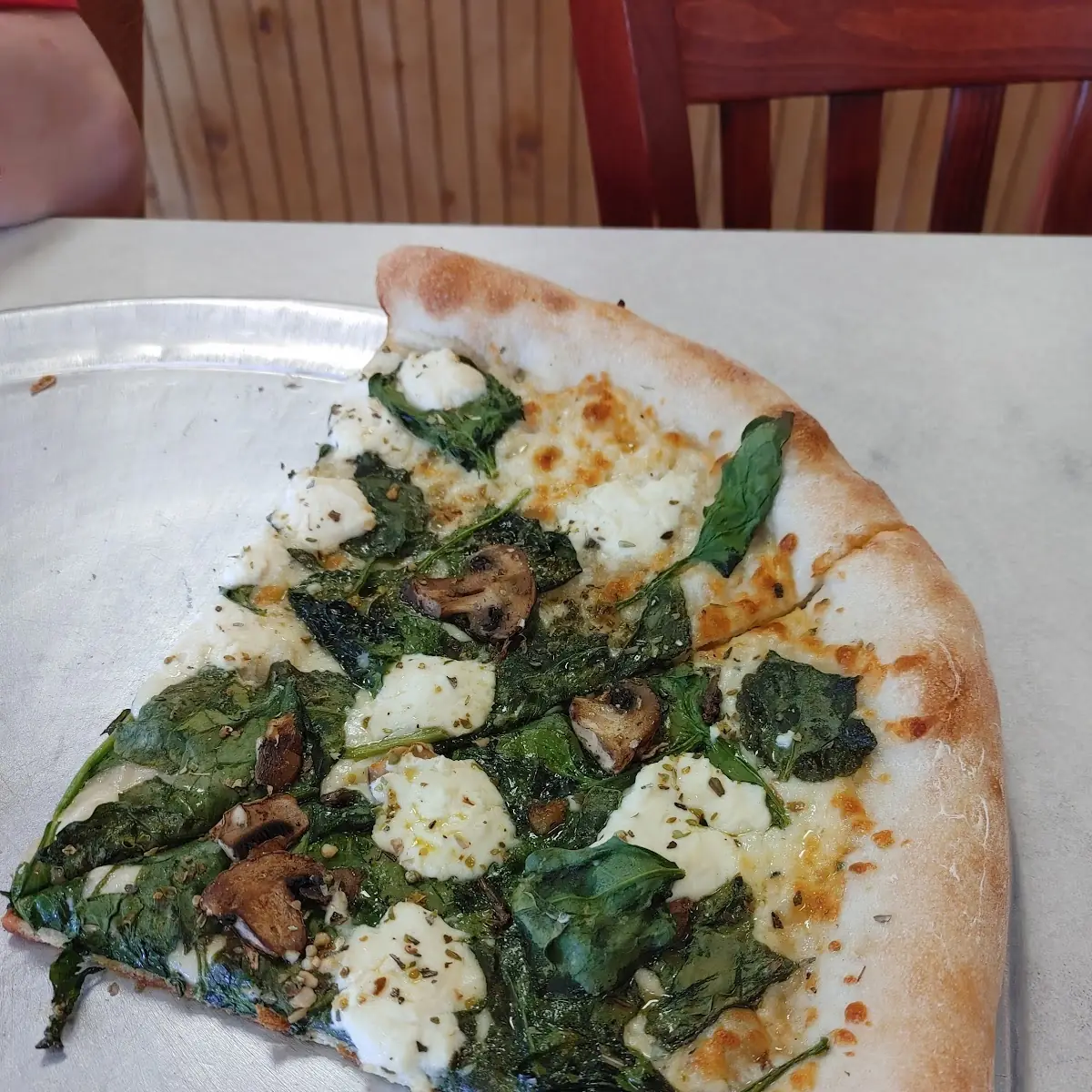 Spinach Ricotta and Mushroom Pizza