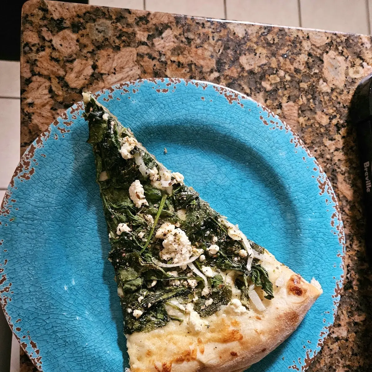 White Pizza with Onion Feta Extra Spinach Pizza