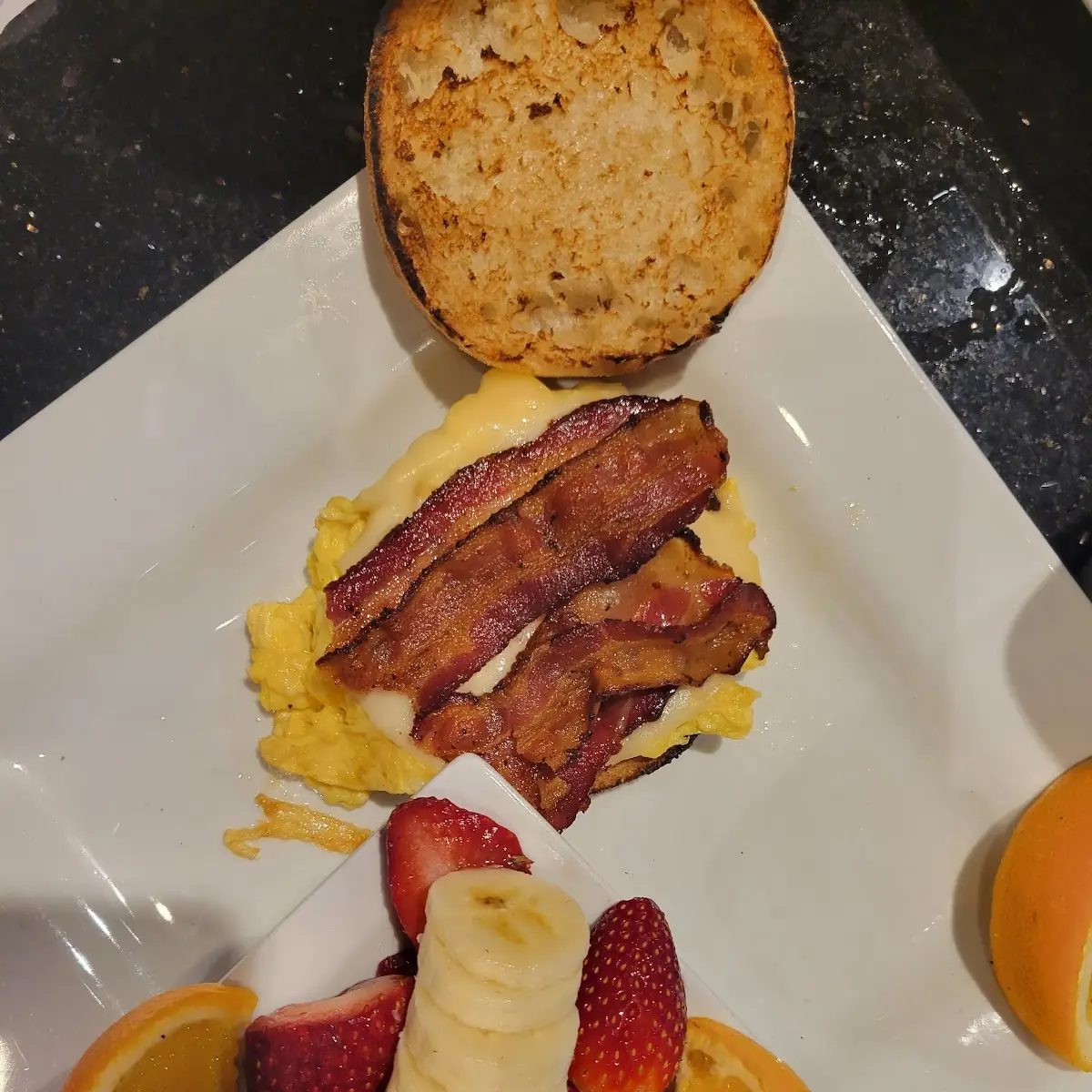 Breakfast Sandwich and Fruit Side