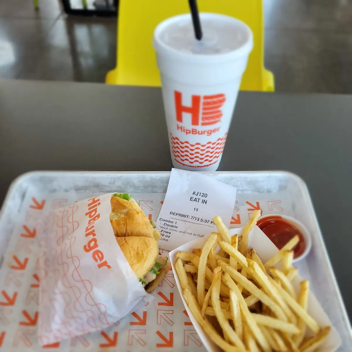 Double Hip Bacon Cheeseburger and Fries