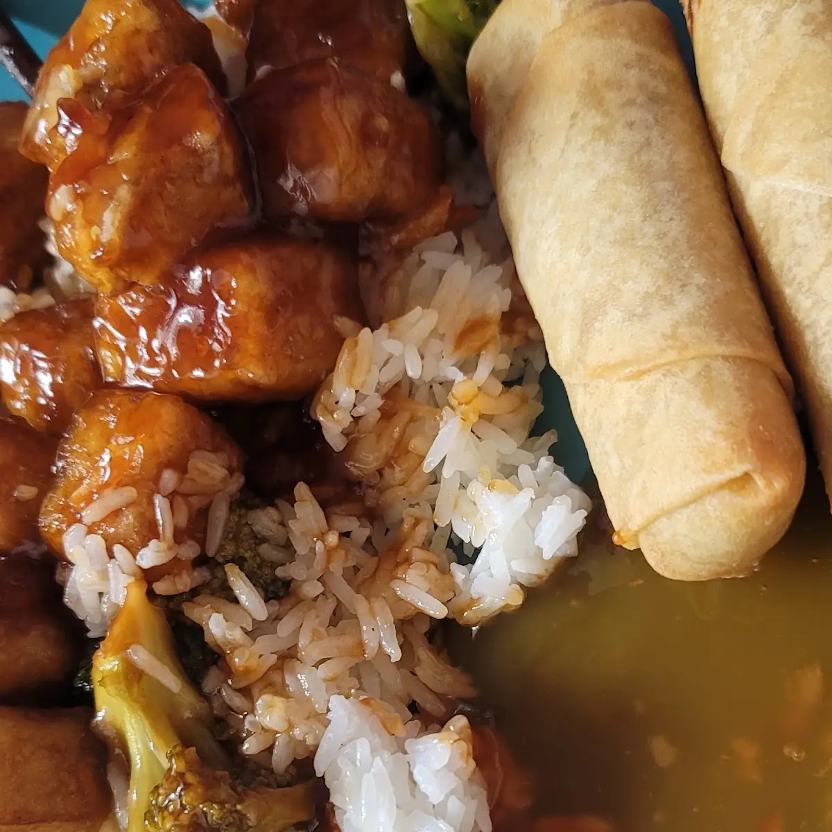 Spring Rolls and Orange Tofu