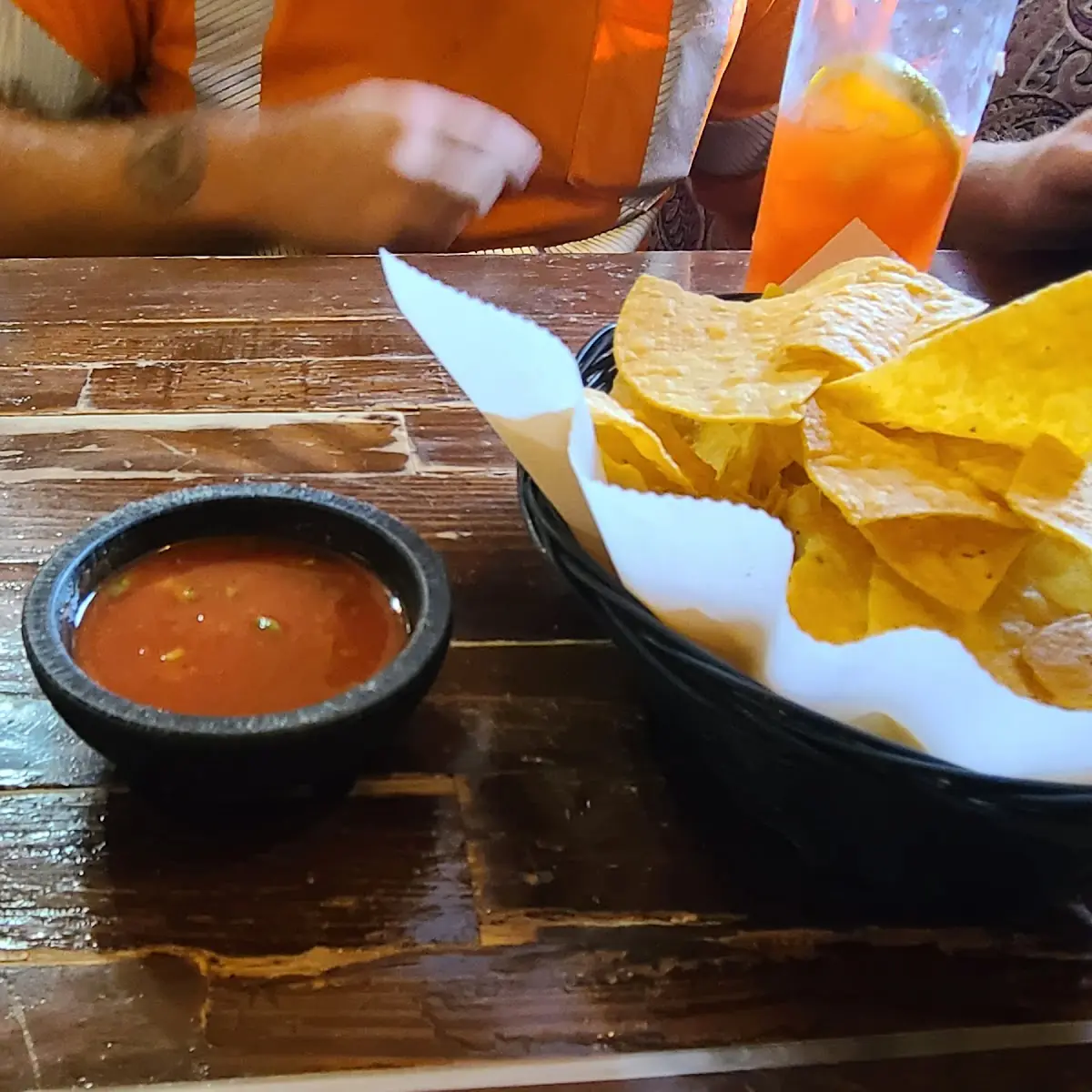 Chips Salsa and Bean Dip