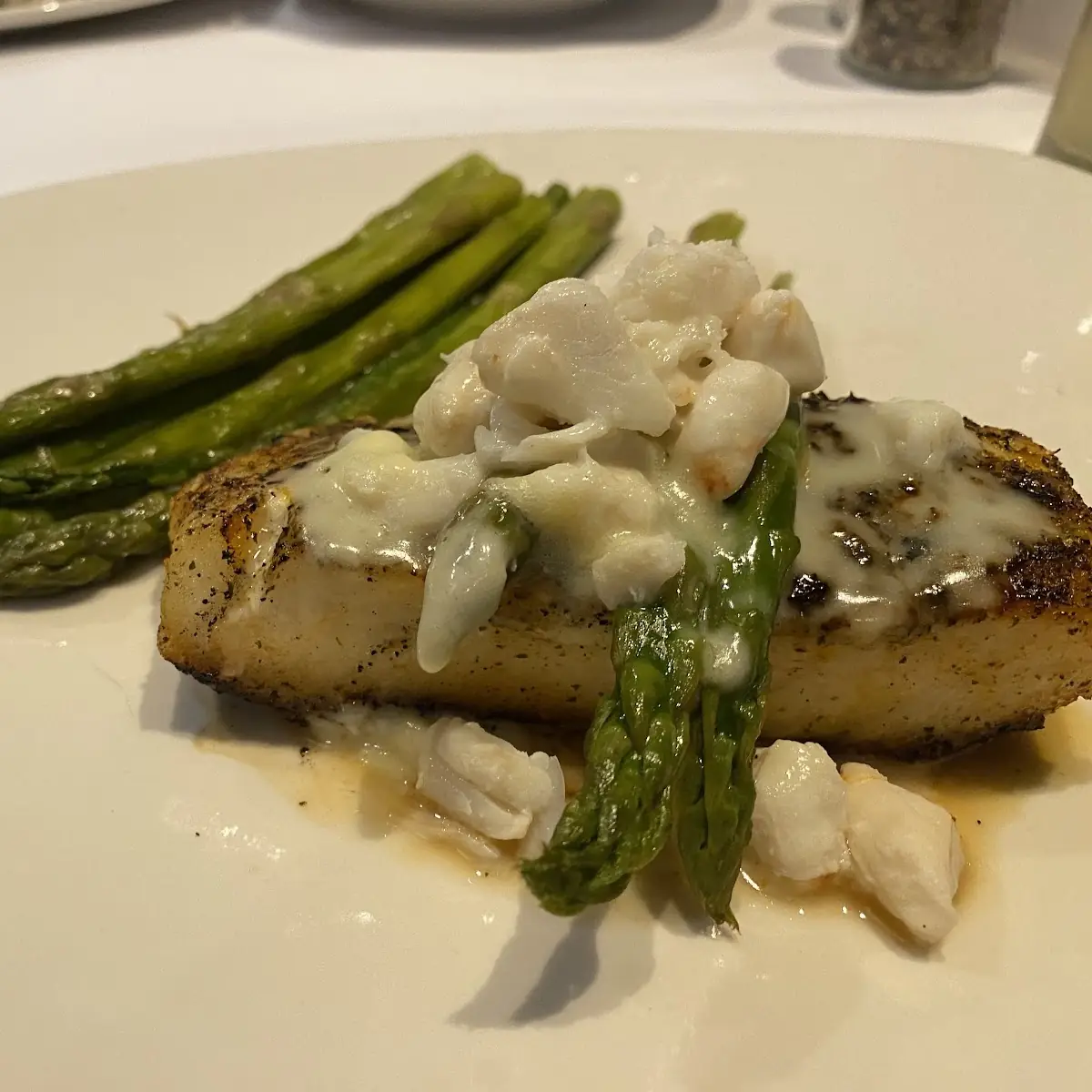 Cedar Plank Salmon Steamed Asparagus Garlic Mashed Potatoes