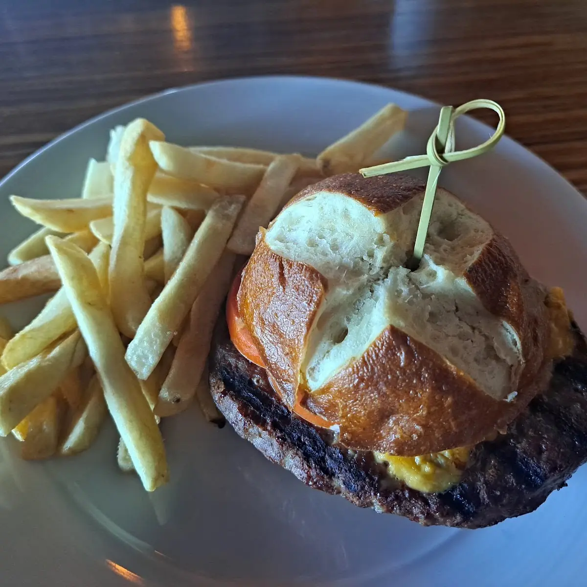 Burger and Fries on Sourdough Roll
