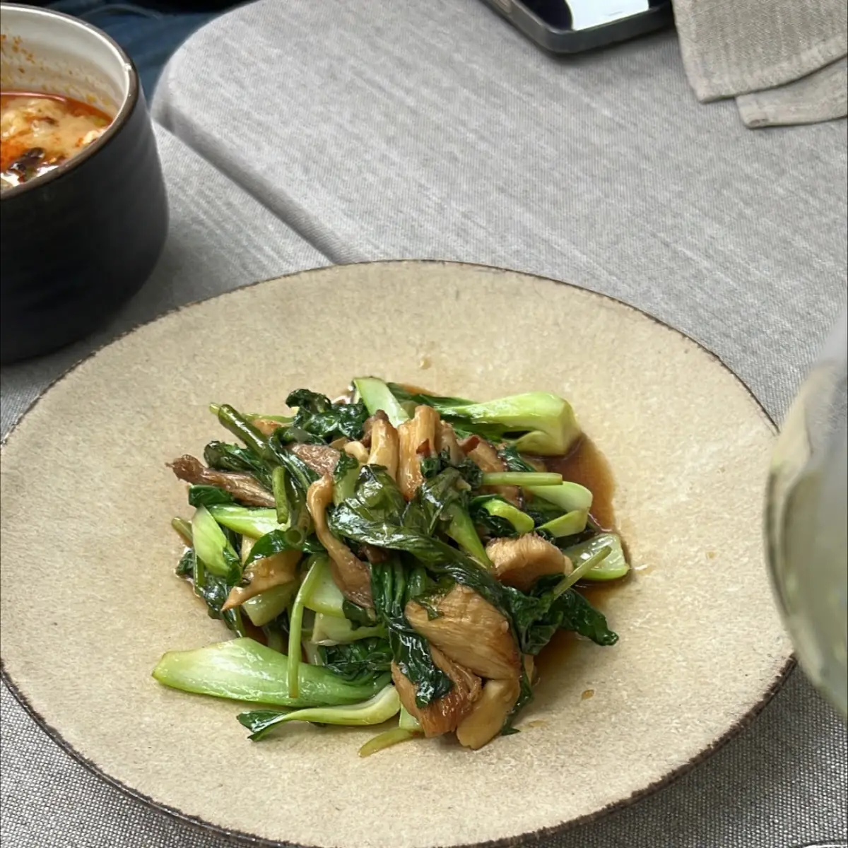 Stir-Fried Morning Glory and Mushrooms