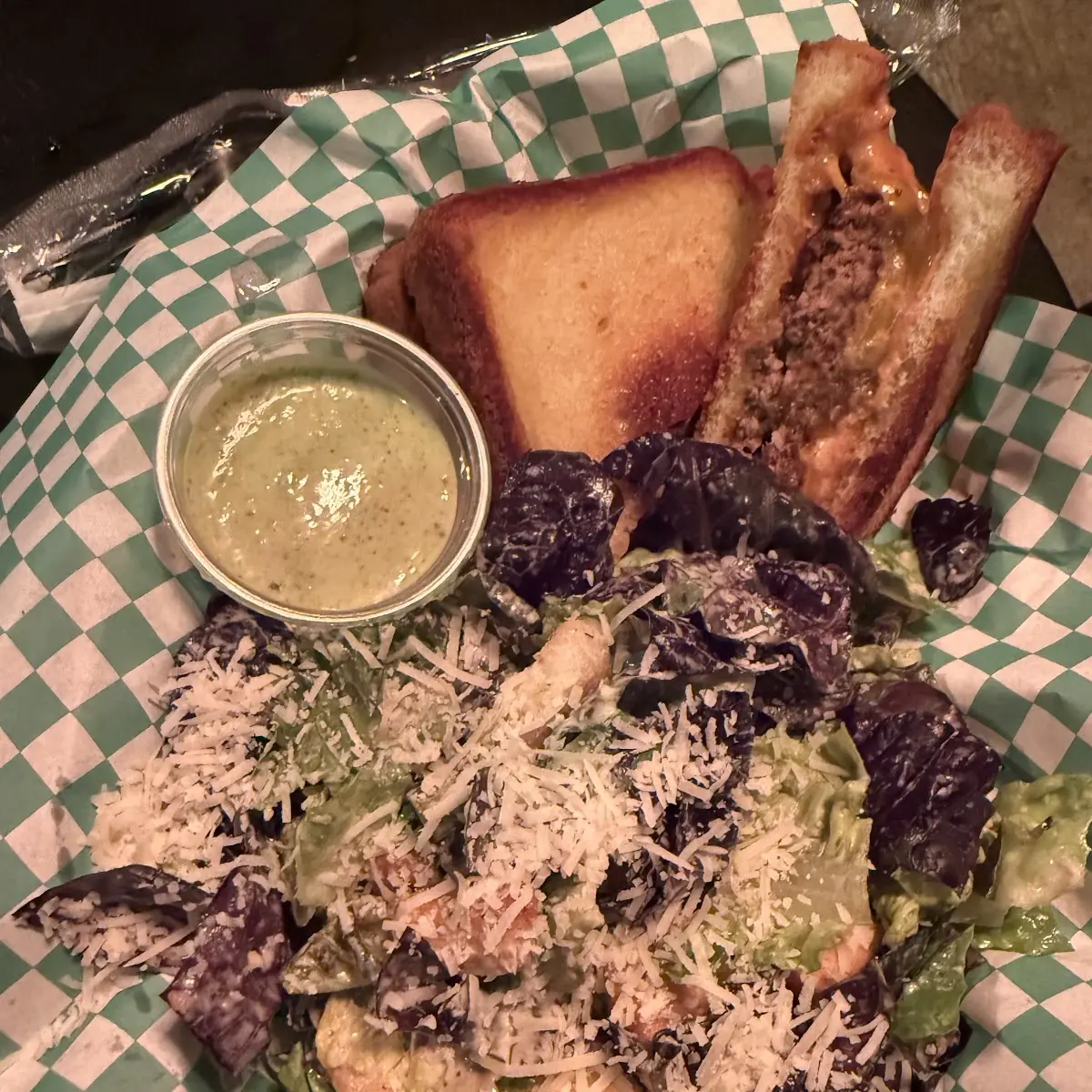 Patty Melt and Salad