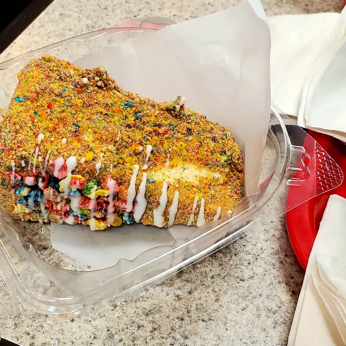 Fruity Pebbles Cheesecake Slice