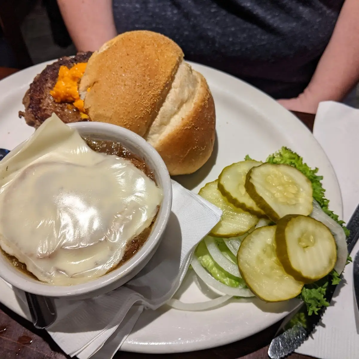 Cheeseburger with French Onion Soup