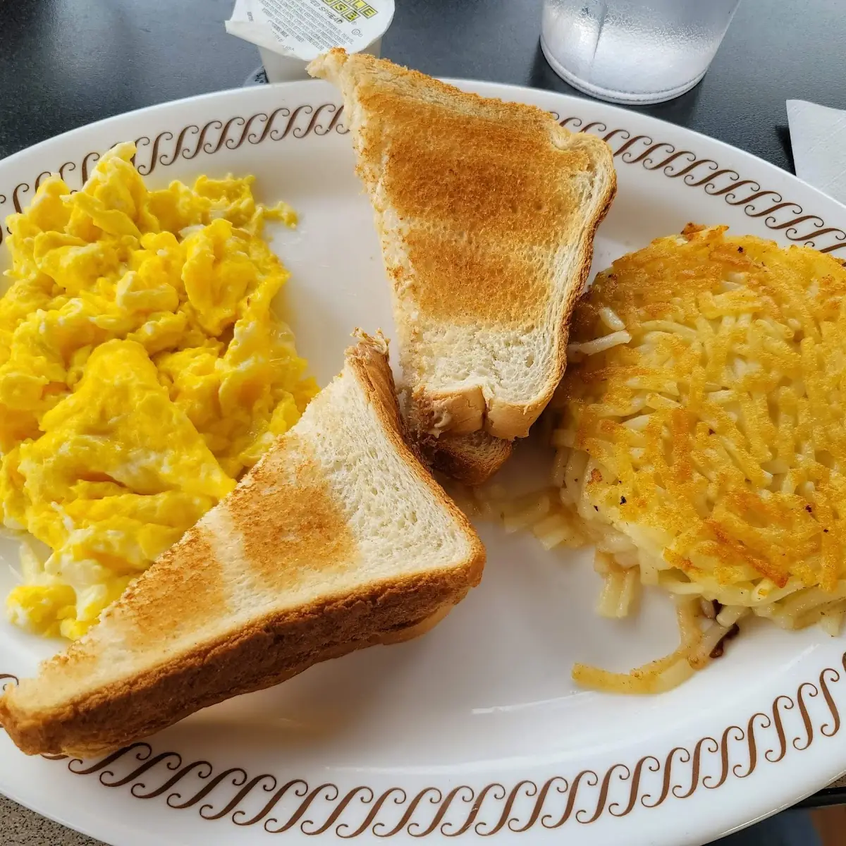 Scrambled Eggs Toast and Hash Browns