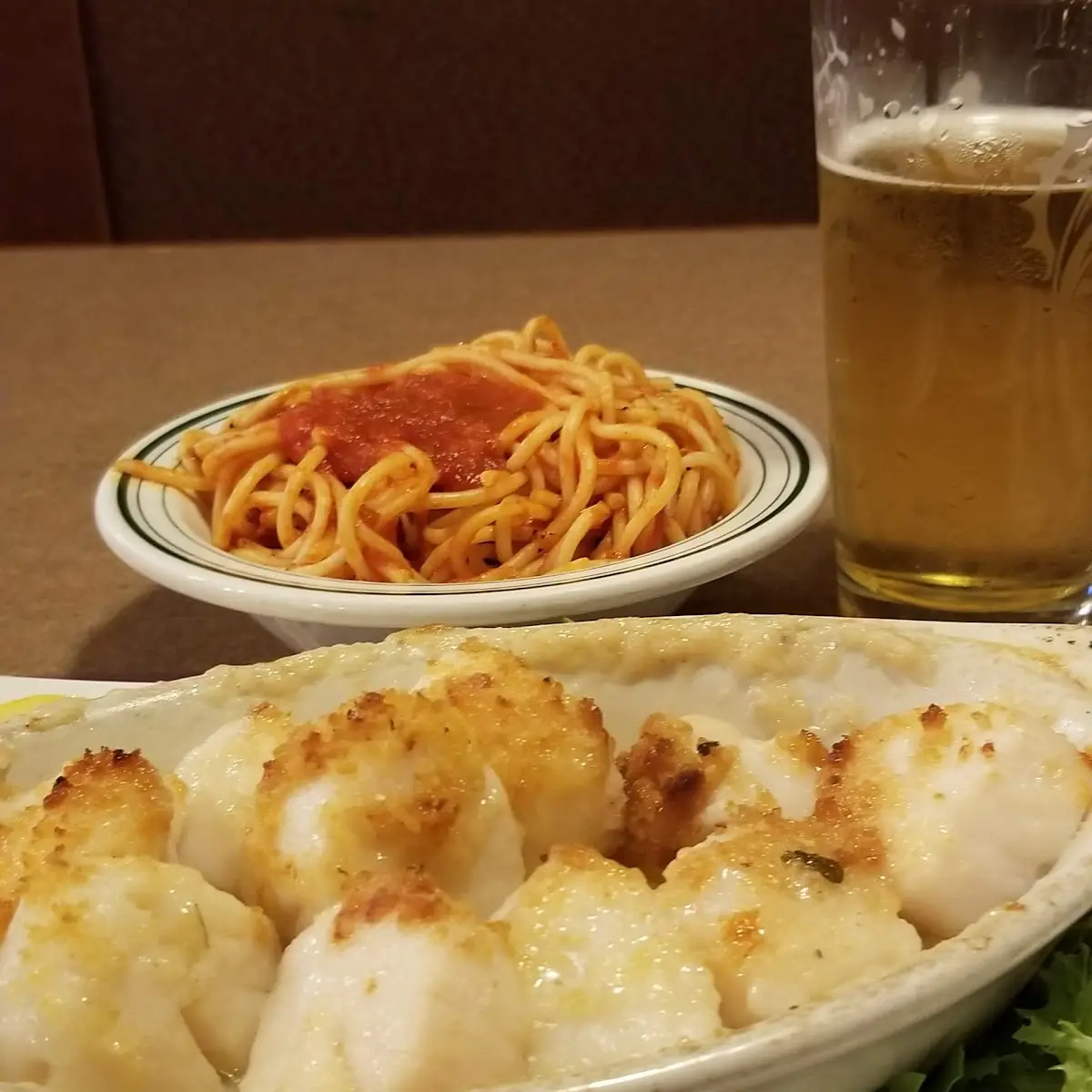 Baked Sea Scallops with Spaghetti