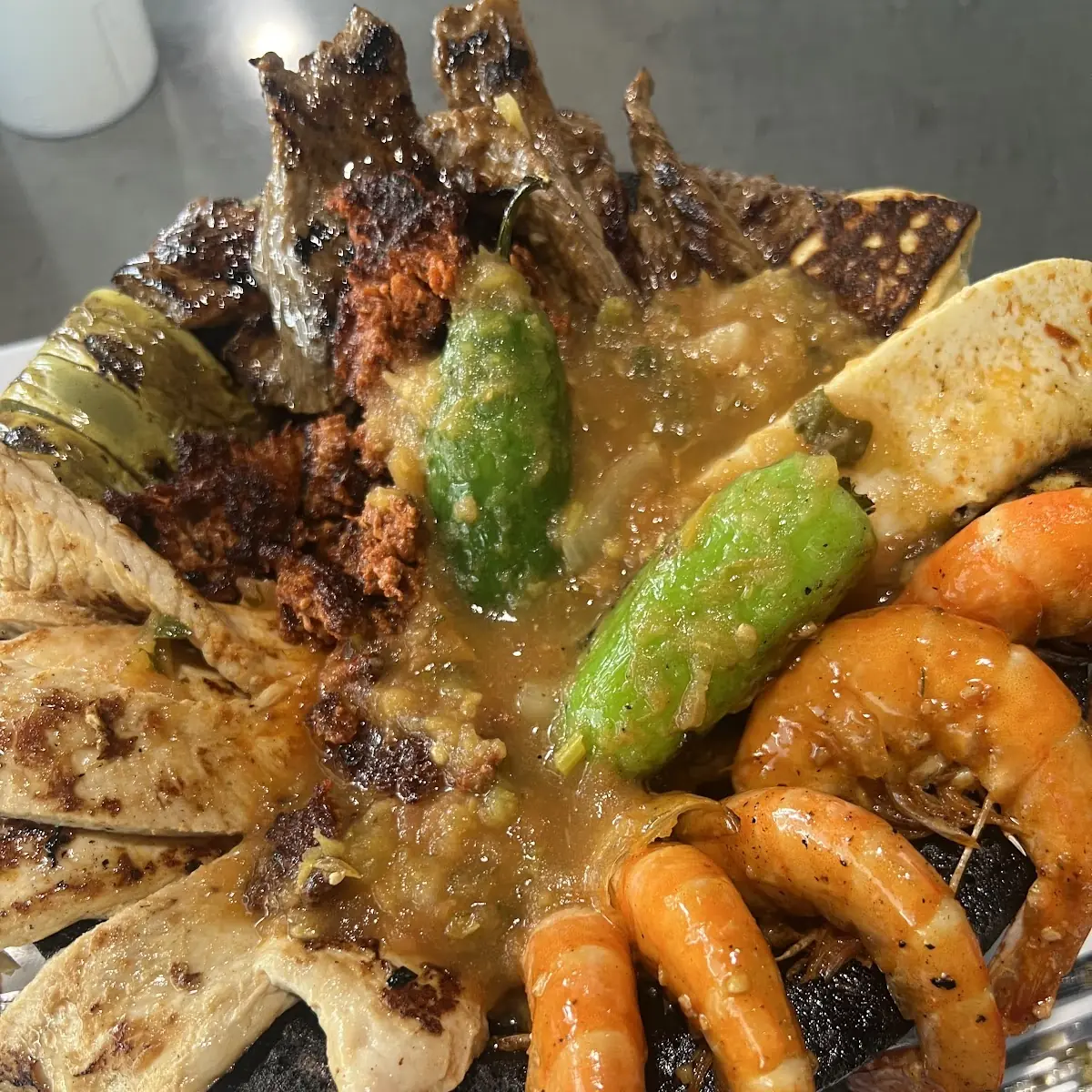Carne Asada Con Camarones
