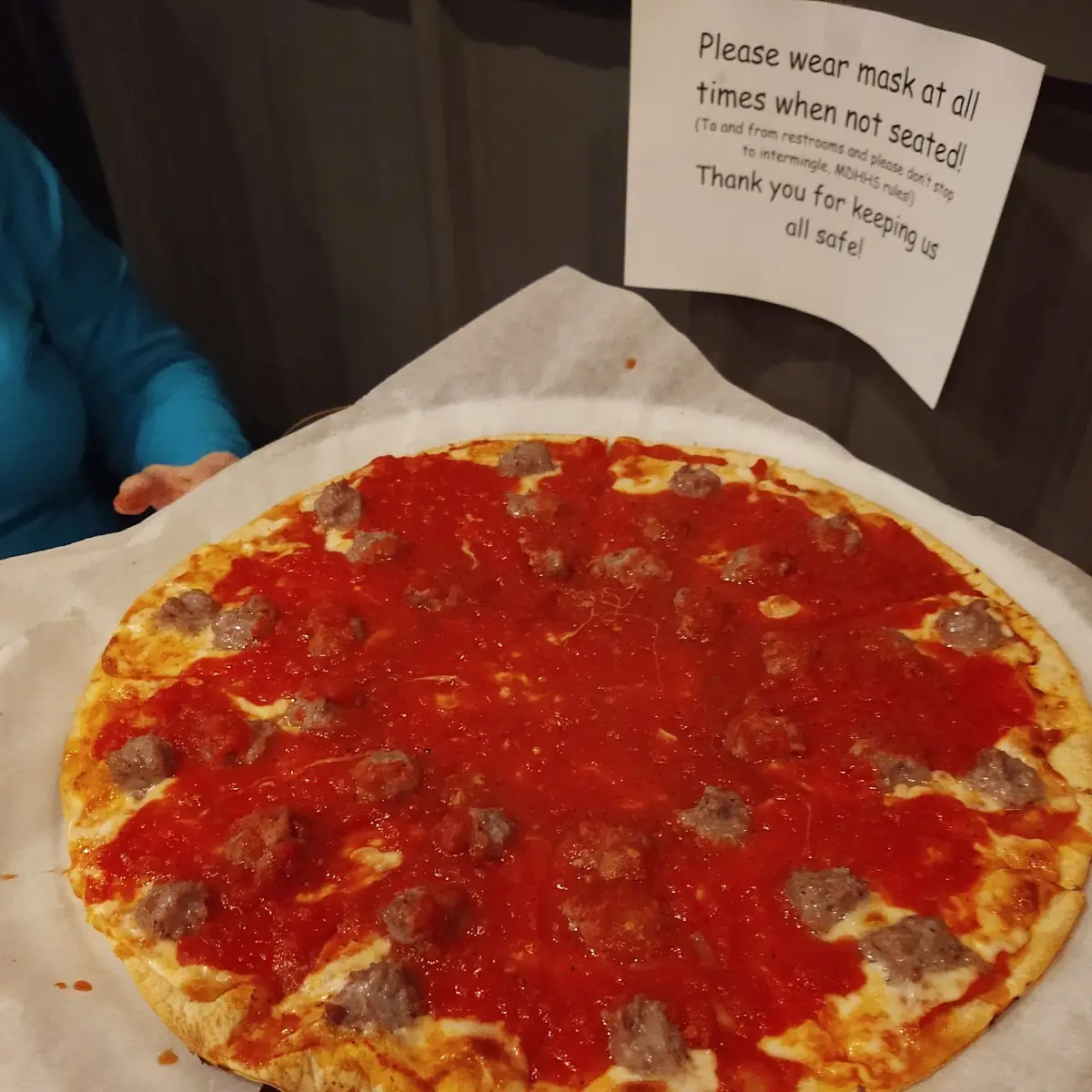 Sausage Pizza with Extra Sauce