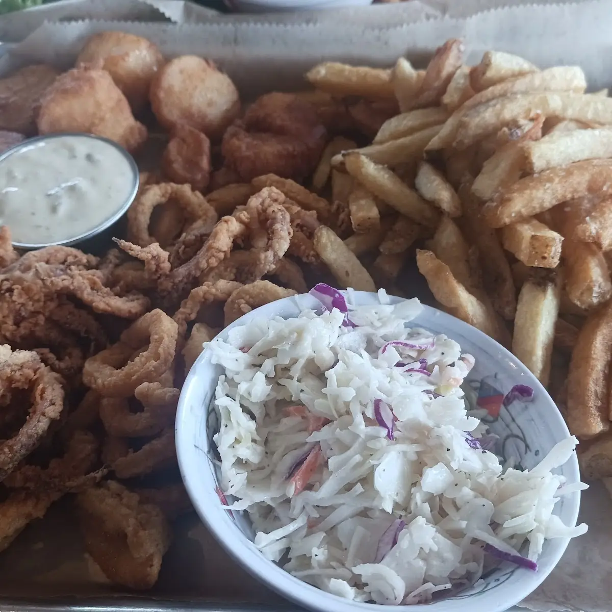 Fried Calamari and Fried Scallops with Fries