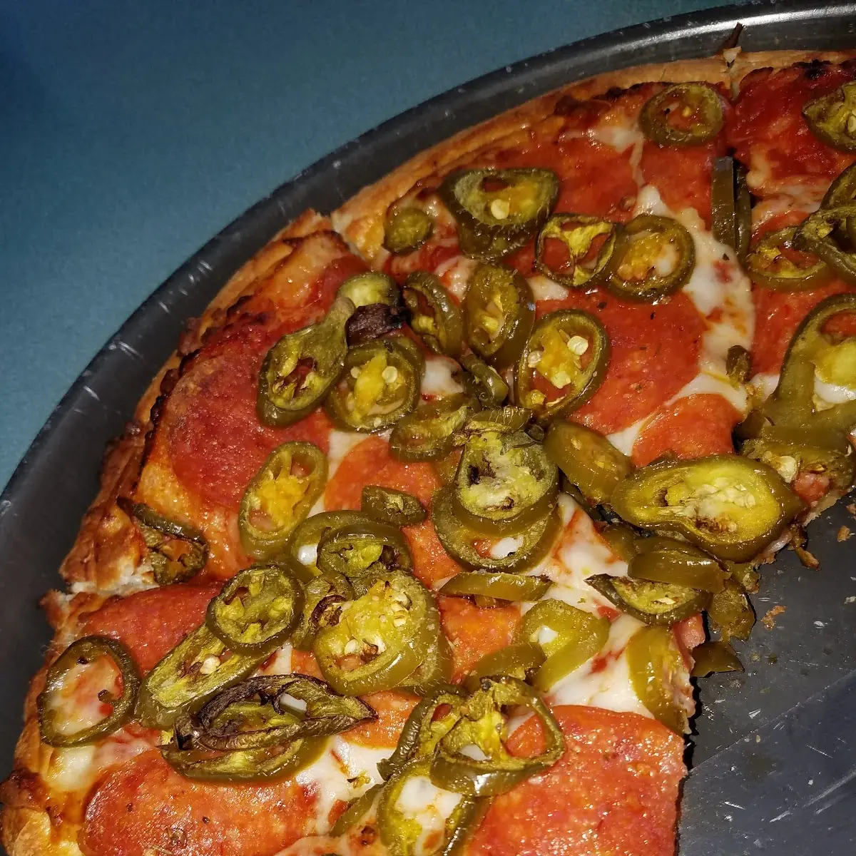 Pepperoni Pizza with Extra Jalapeños