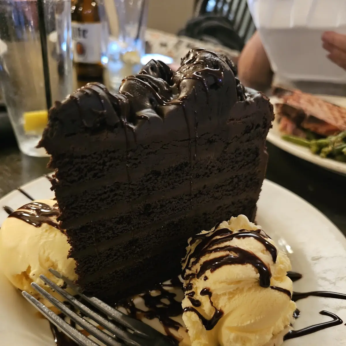 6 Layer Chocolate Cake with Vanilla Ice Cream