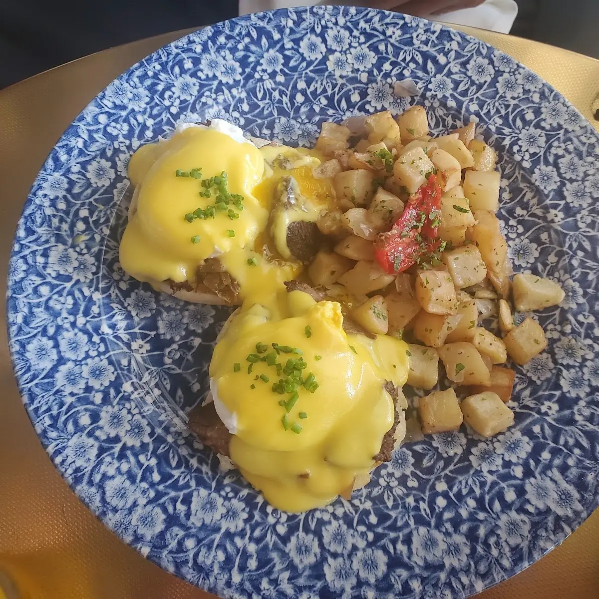 Braised Short Ribs Eggs Benedict with Breakfast Potatoes
