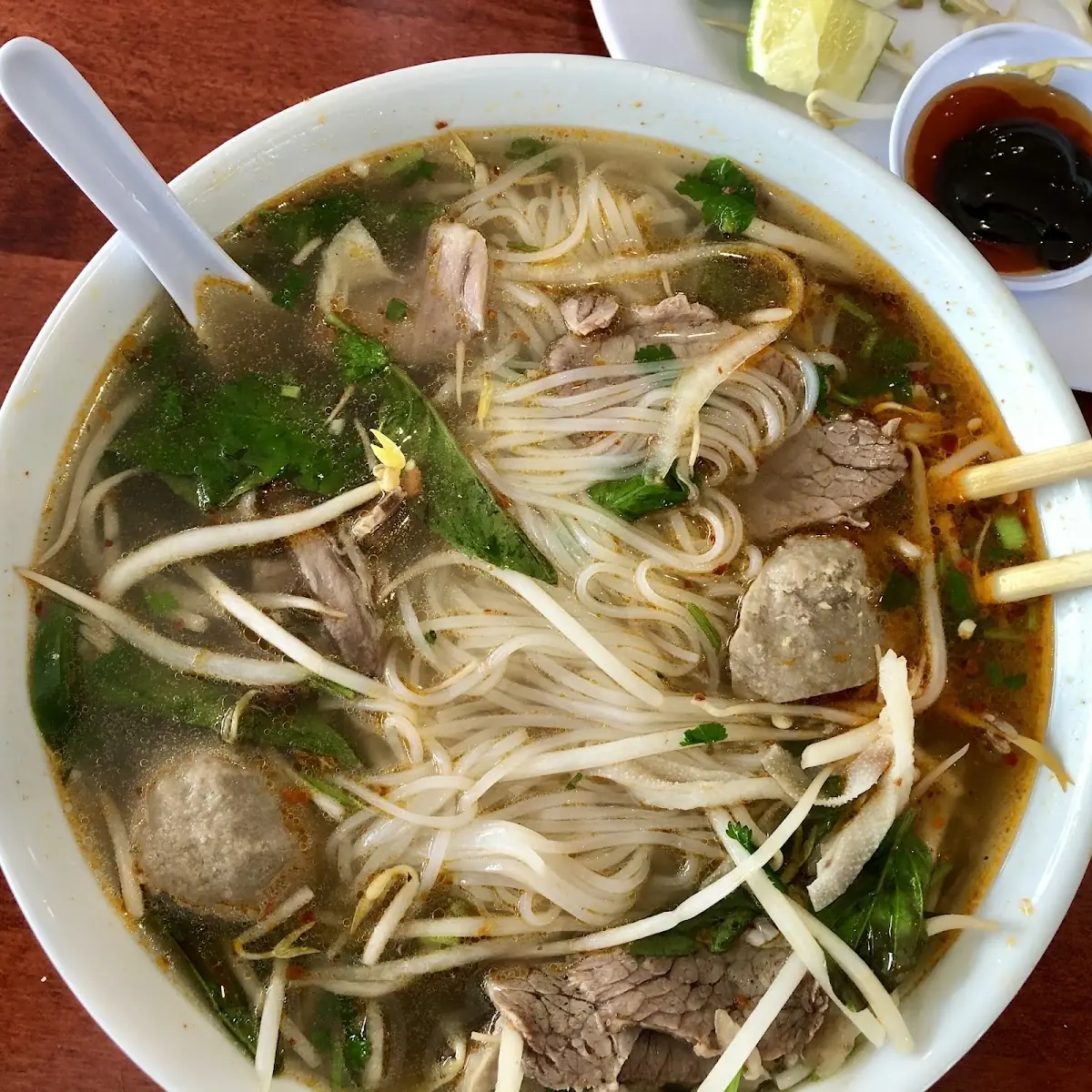 Vietnamese Beef Pho with Bean Sprouts