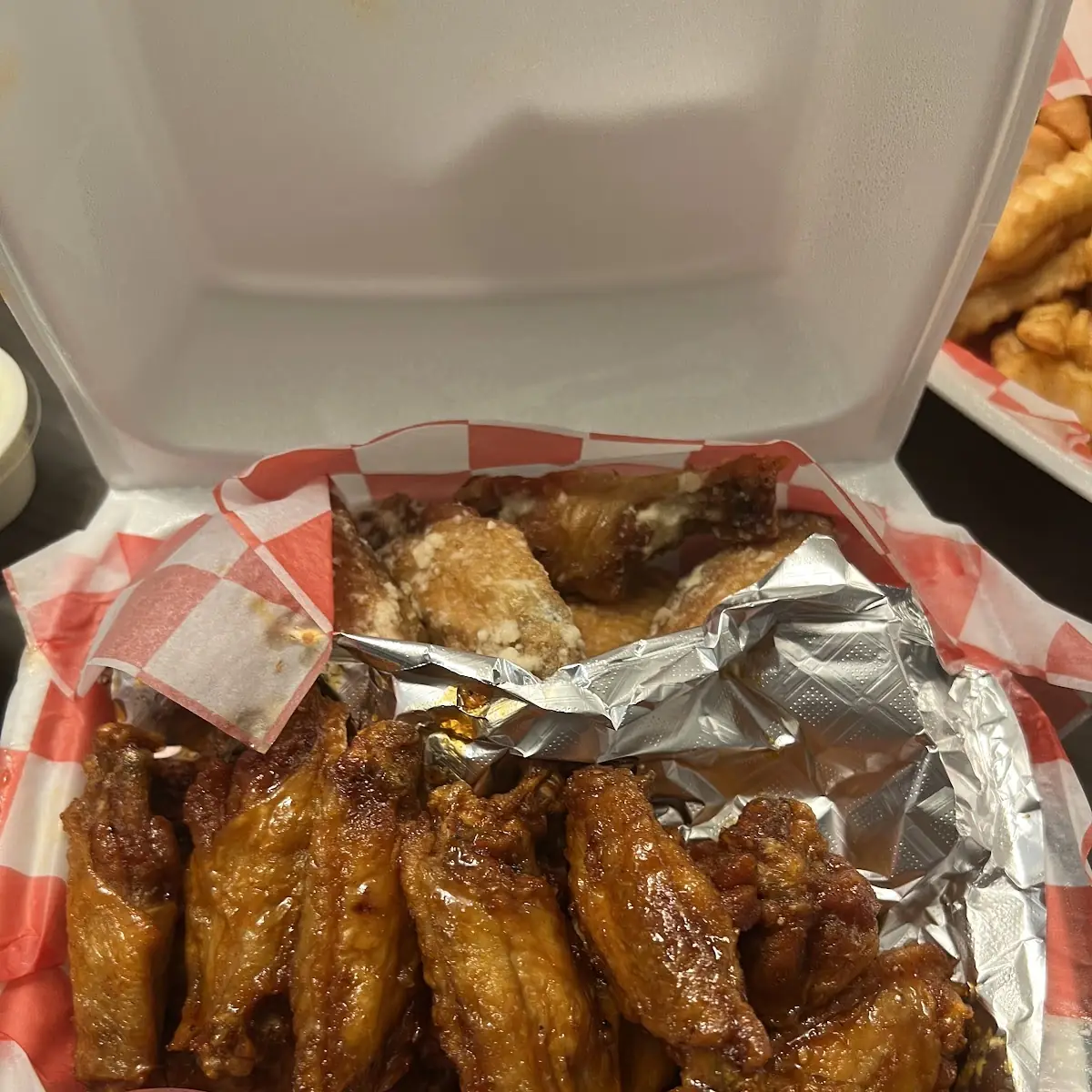 Garlic Parmesan Wings Top Lemon Pepper Wings Bottom