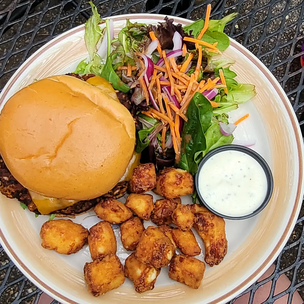 Veggie Burger with Cheese Curds